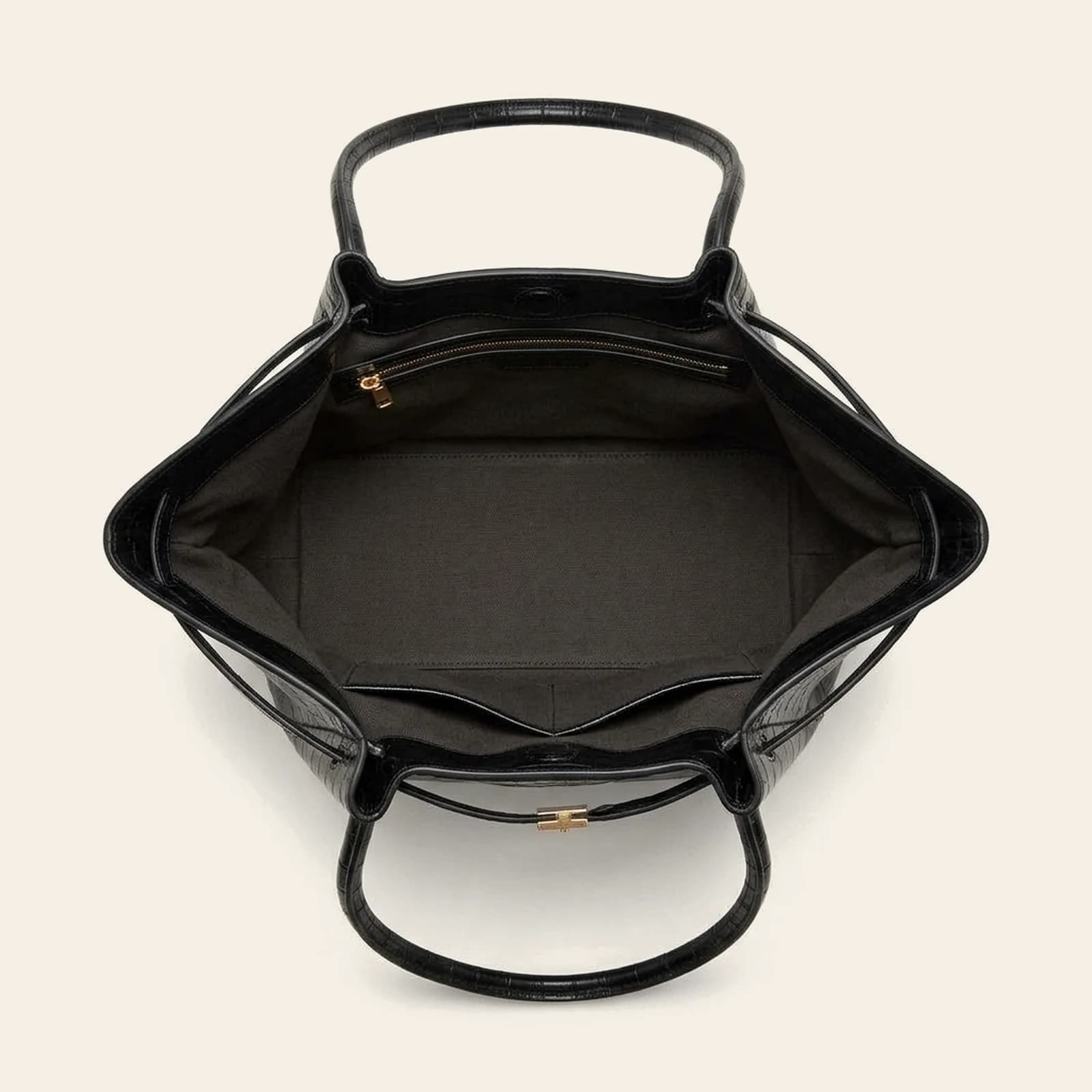 Amalfi Dumpling Bag Large — Black Croc, view 4