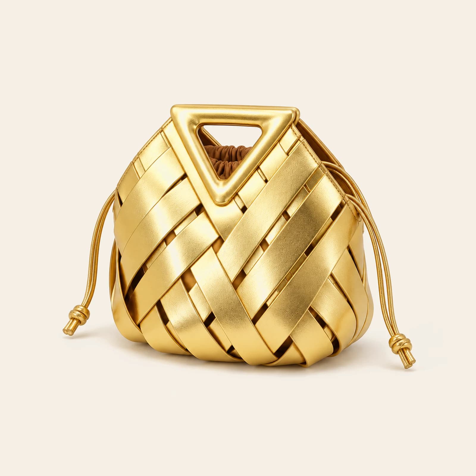 Capri Woven Pouch — Gold, view 1