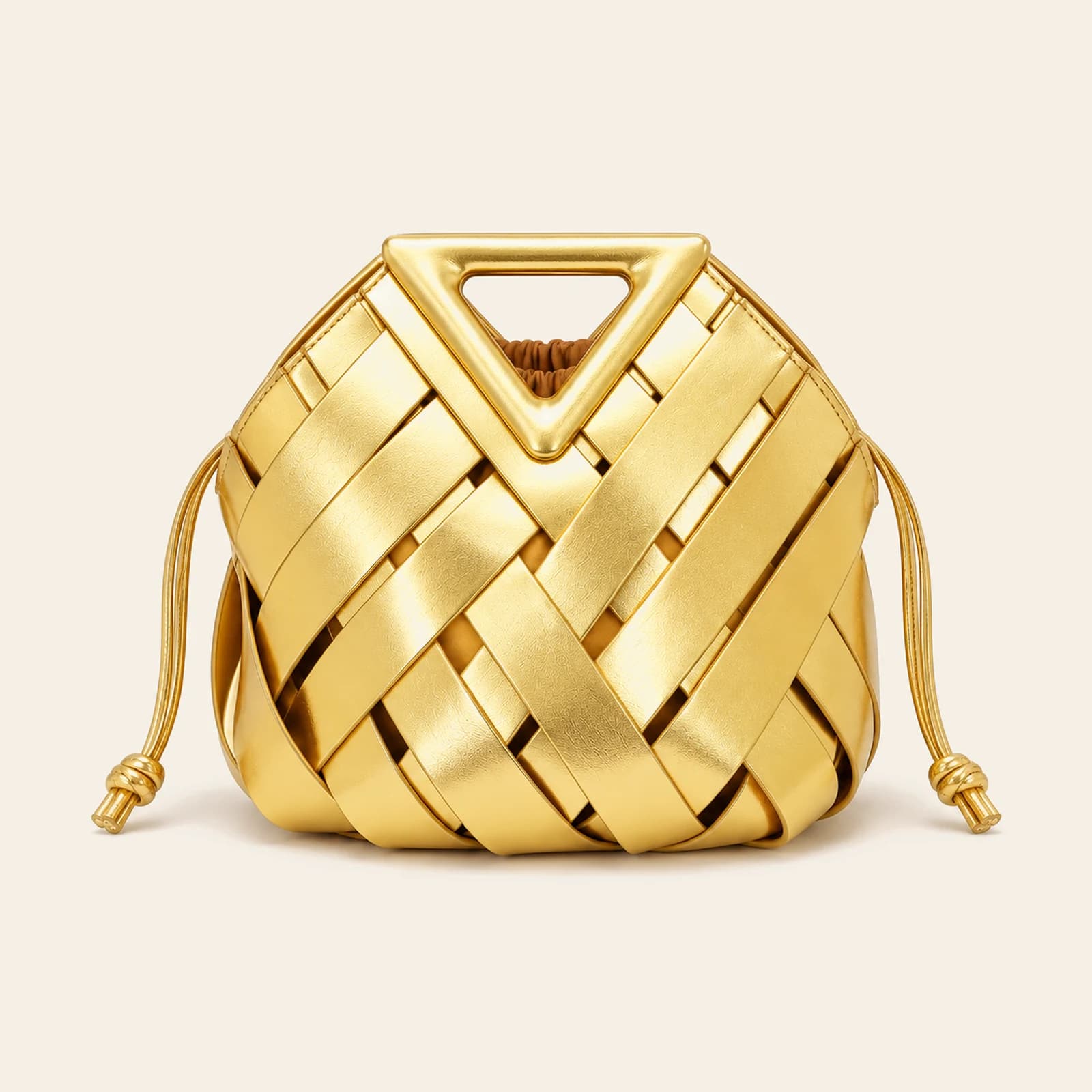 Capri Woven Pouch — Gold, view 2