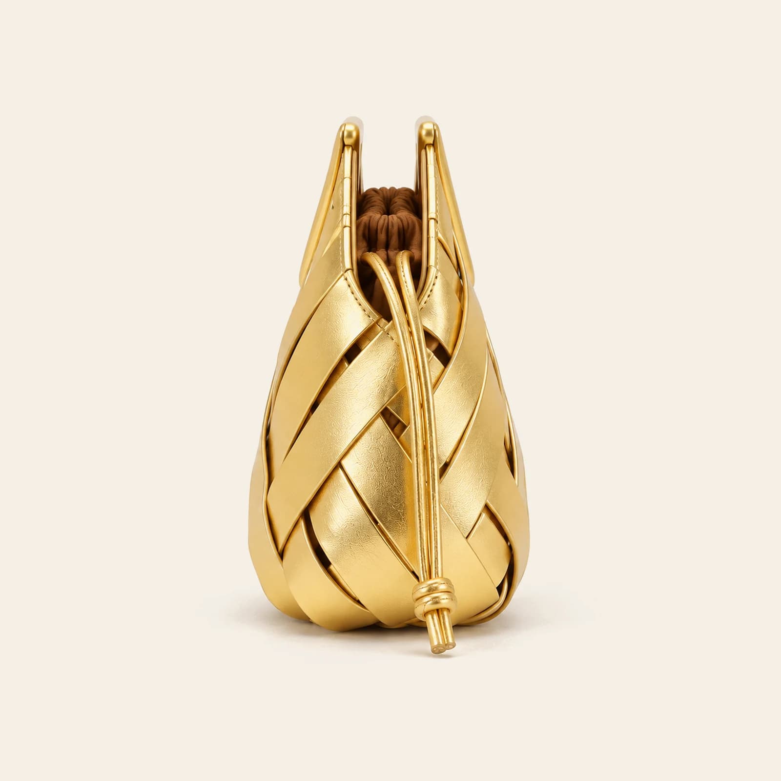 Capri Woven Pouch — Gold, view 3