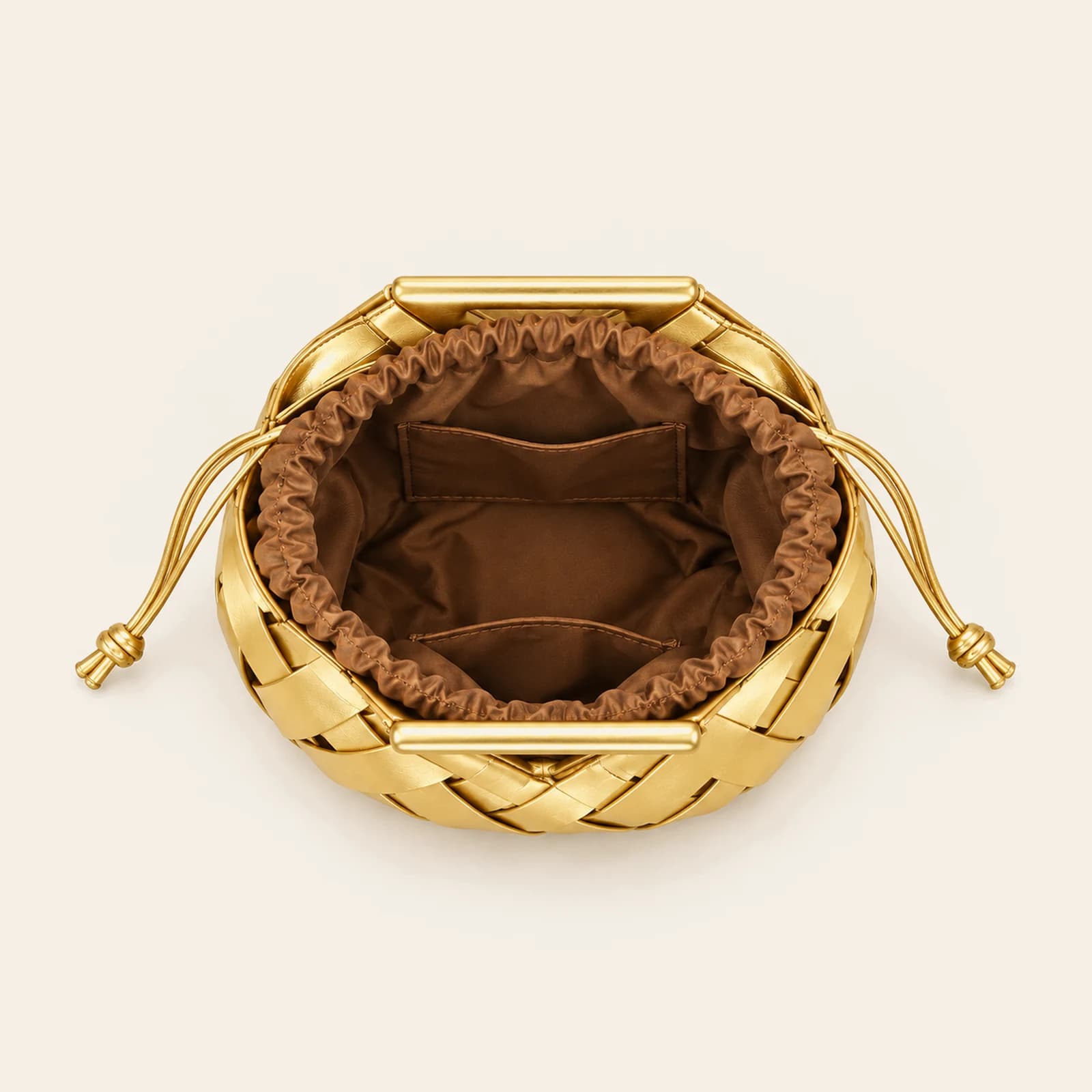Capri Woven Pouch — Gold, view 4