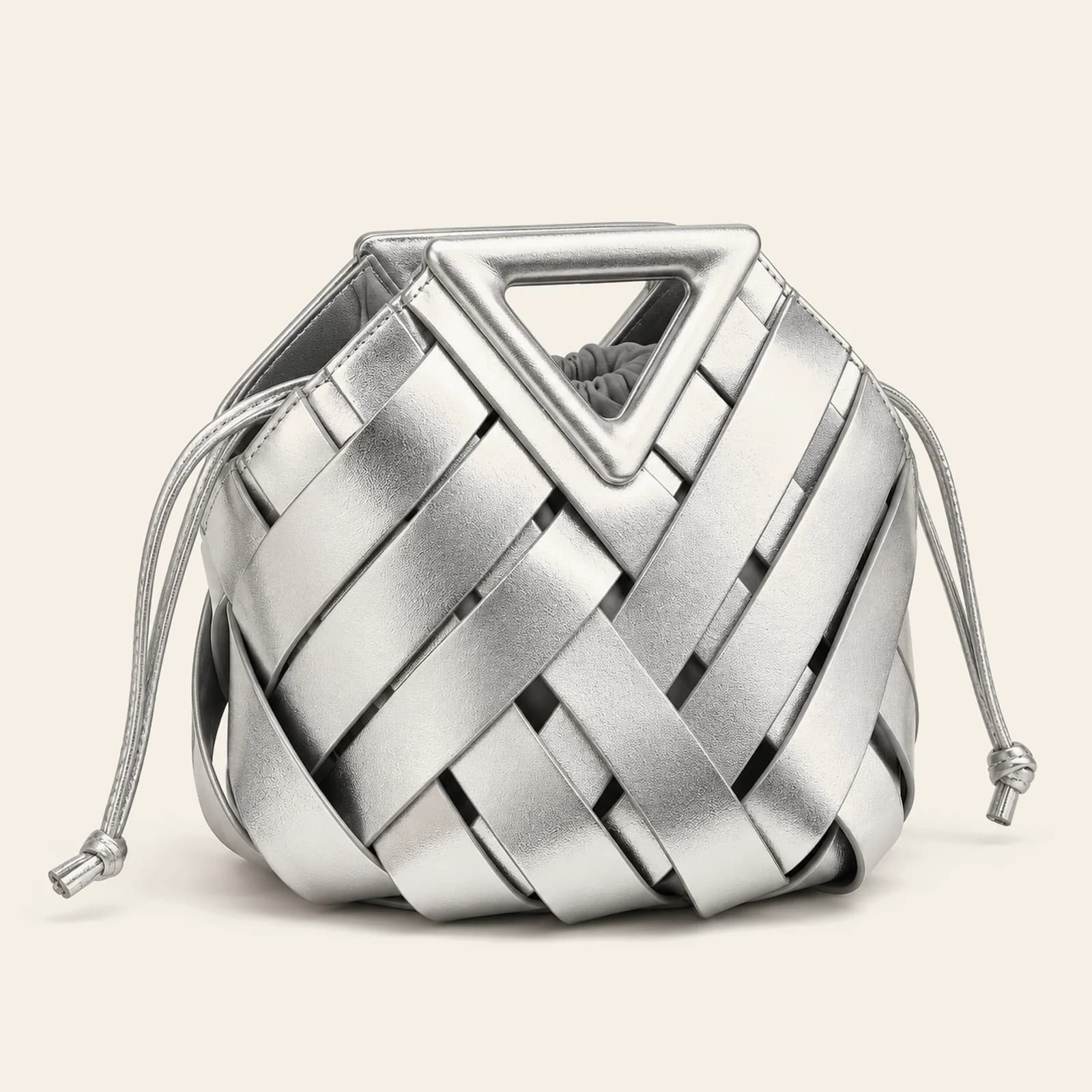 Capri Woven Pouch — Silver, view 1