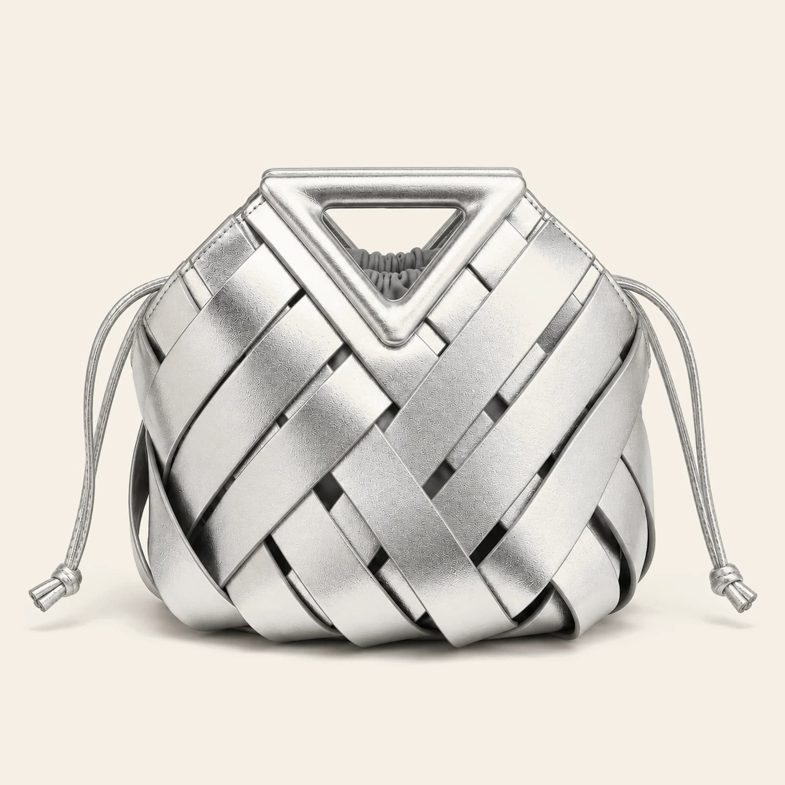 Capri Woven Pouch — Silver, view 2