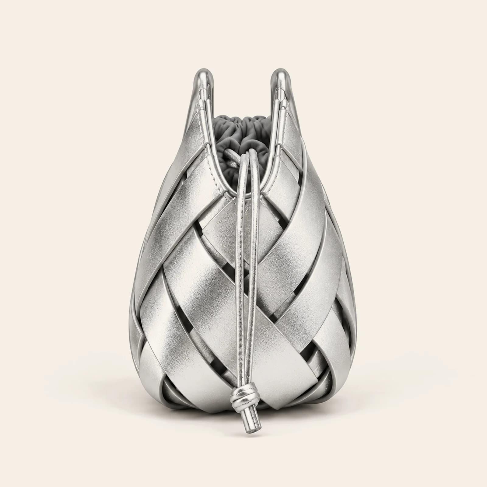 Capri Woven Pouch — Silver, view 3