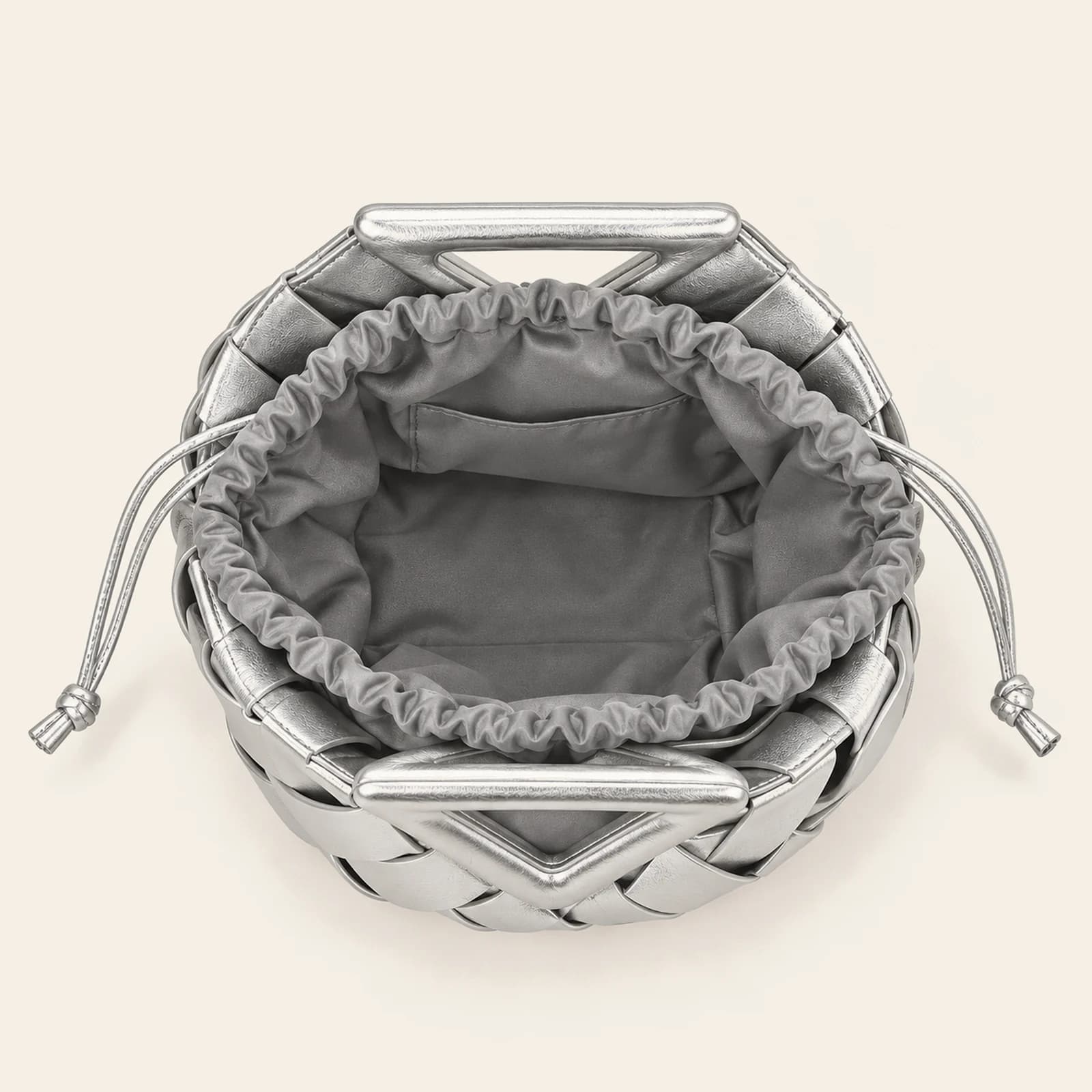 Capri Woven Pouch — Silver, view 4