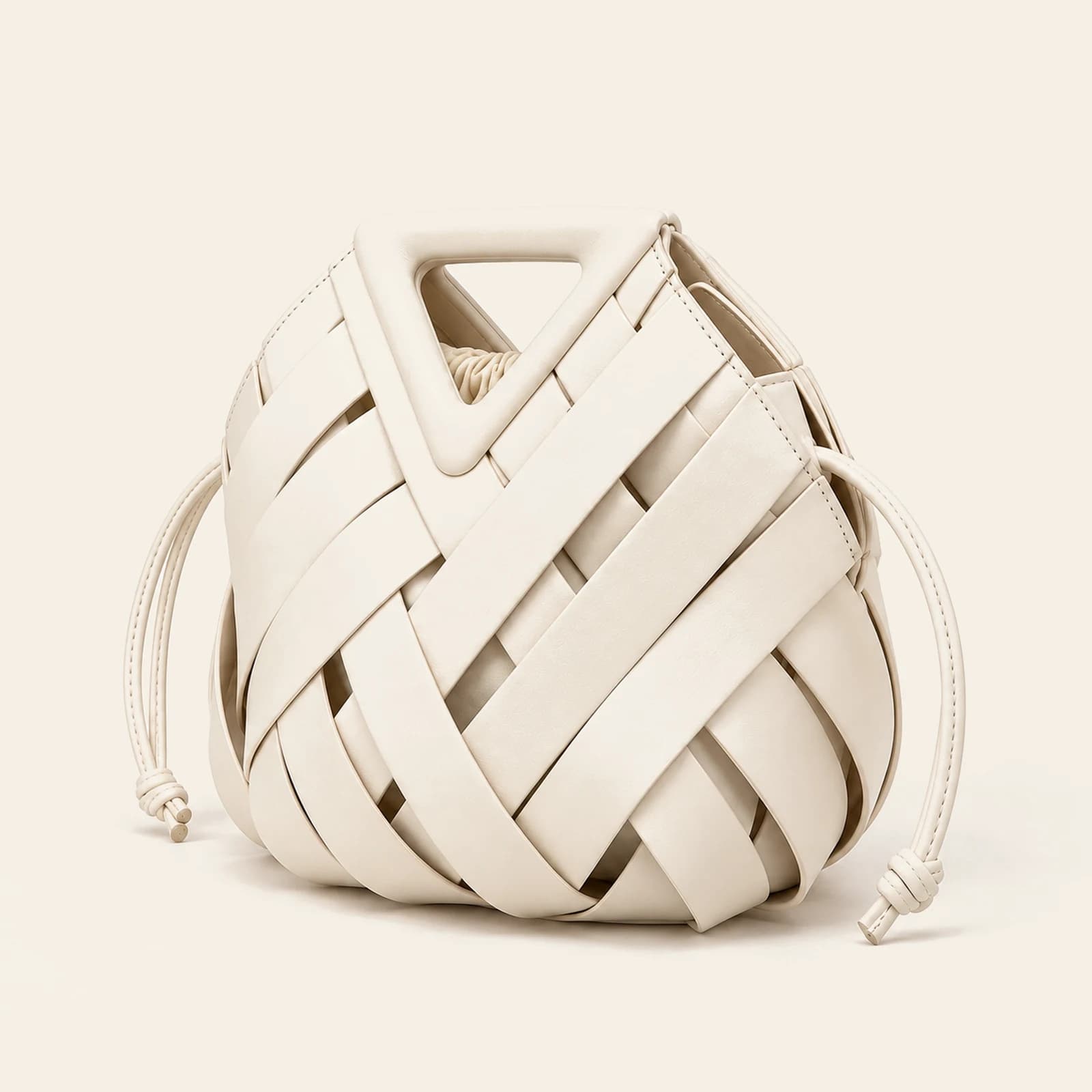 Capri Woven Pouch — White, view 1