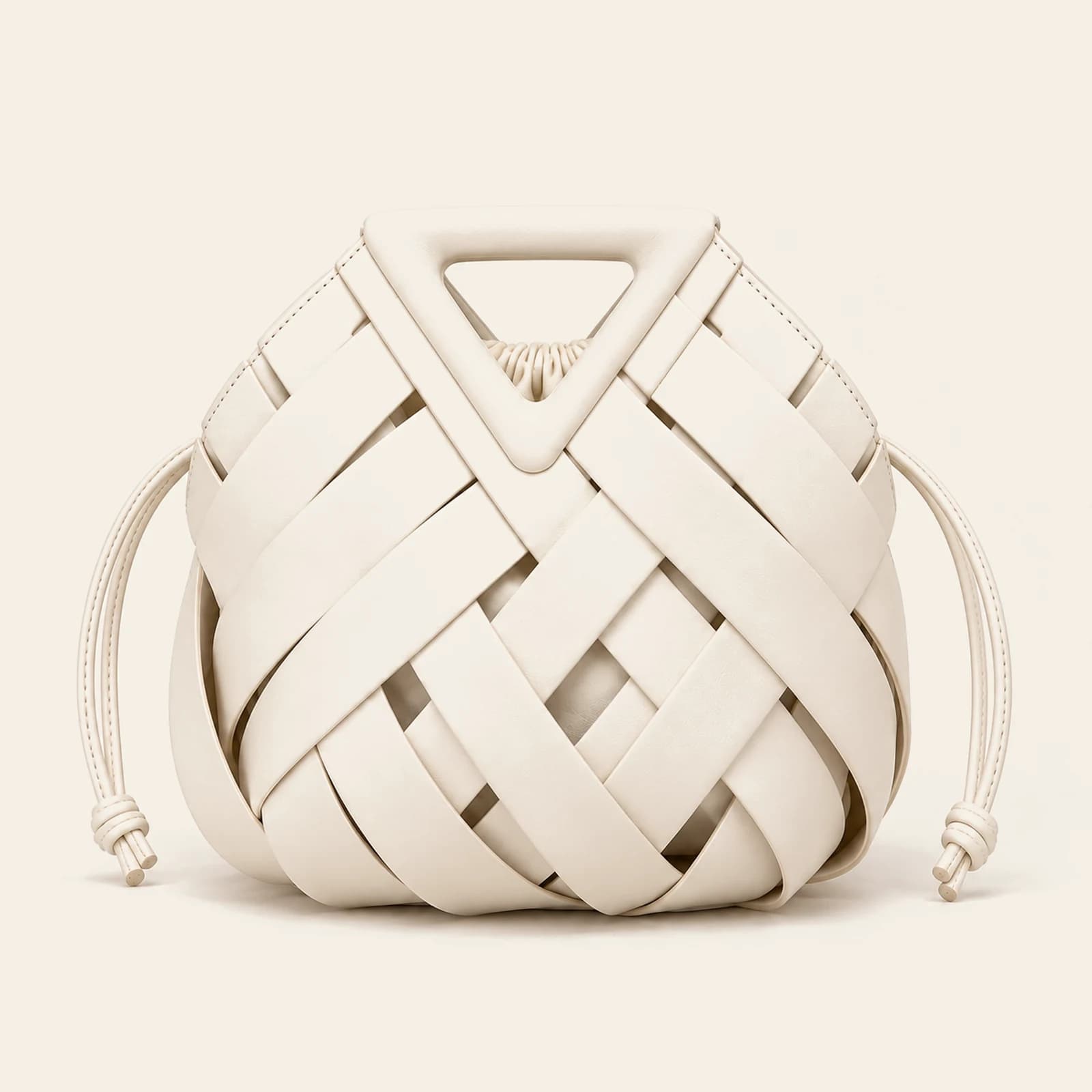 Capri Woven Pouch — White, view 2