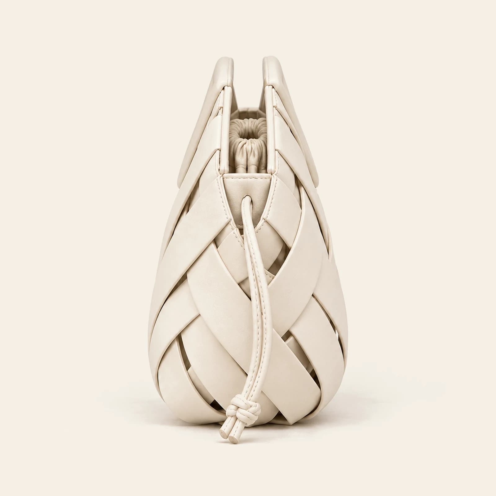 Capri Woven Pouch — White, view 3