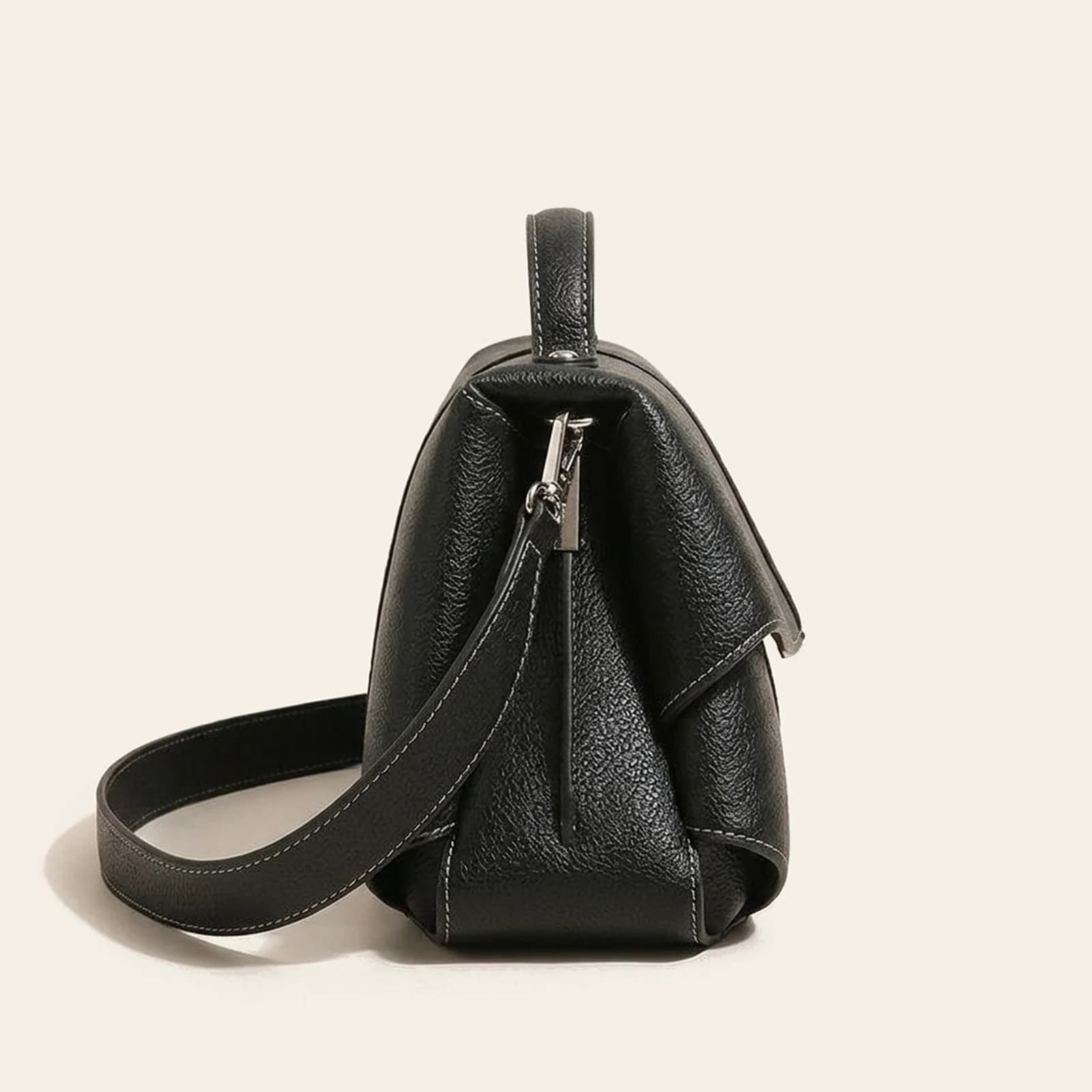 Cora Saddle Bag — Black, view 3