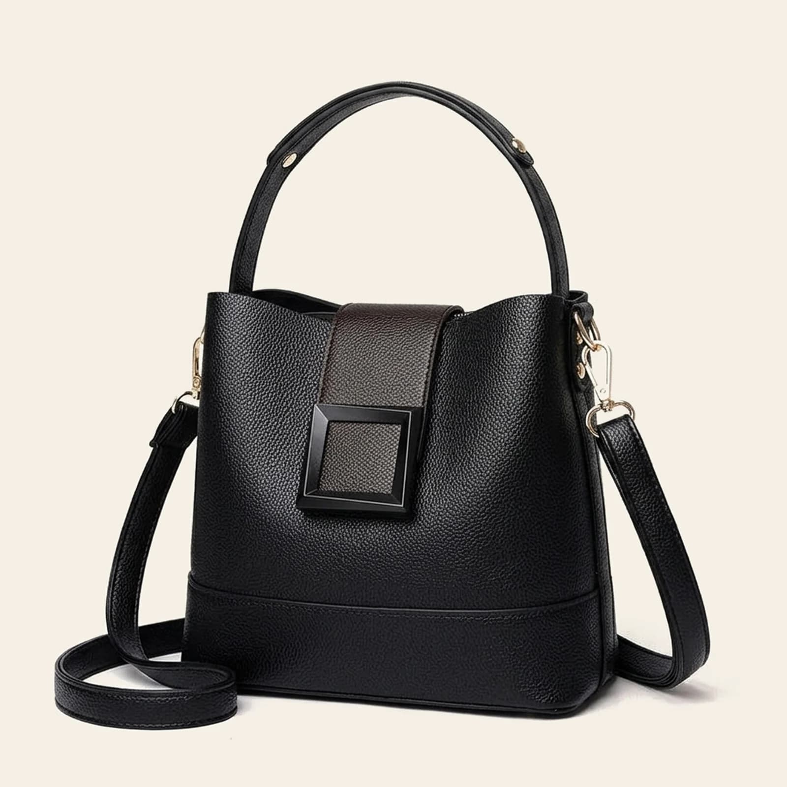 Lucca Bucket Bag — Black, view 1