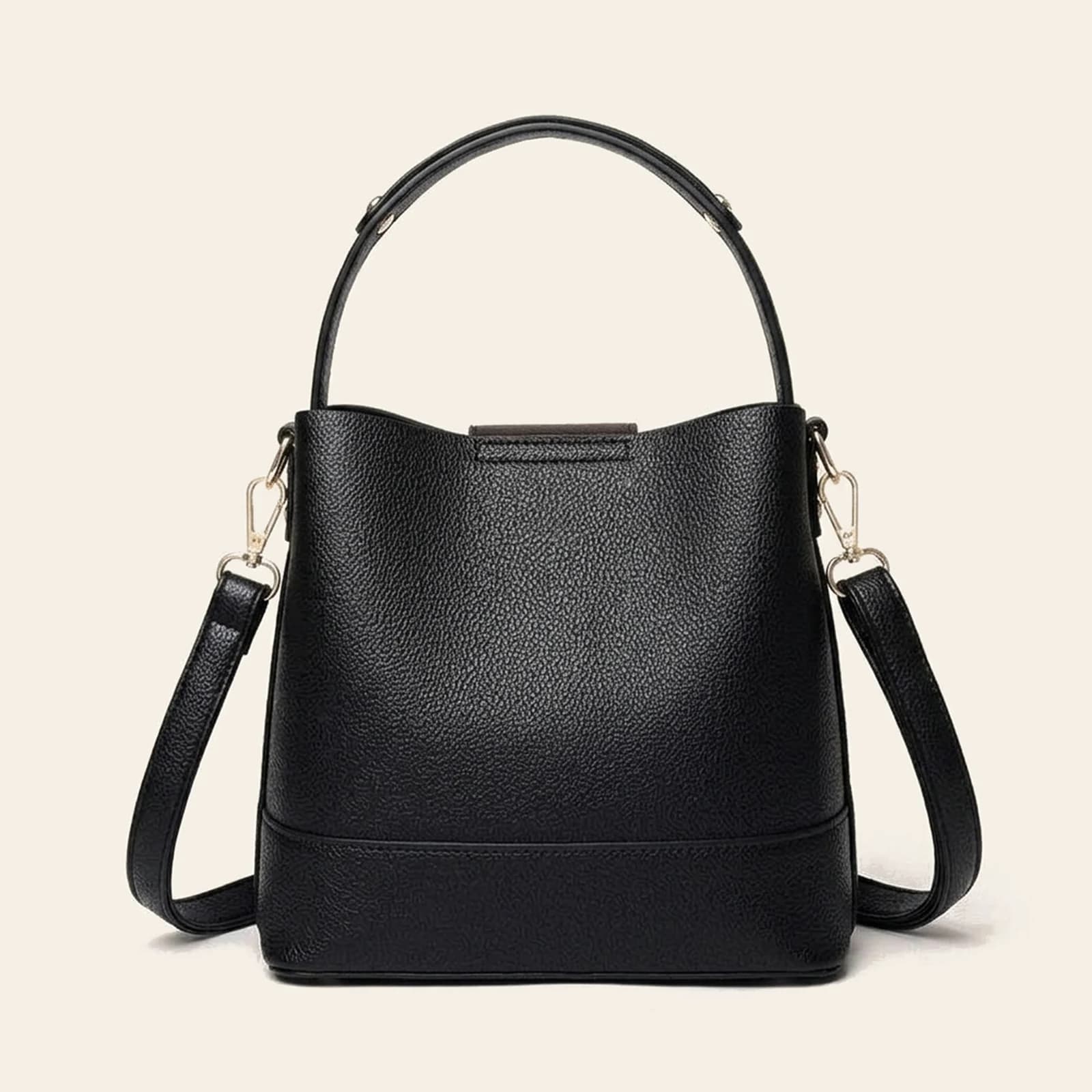 Lucca Bucket Bag — Black, view 2