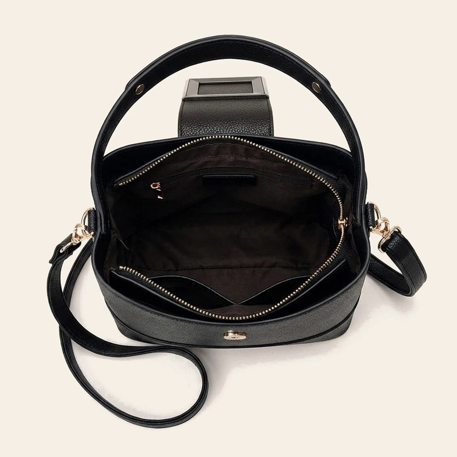 Lucca Bucket Bag — Black, view 4