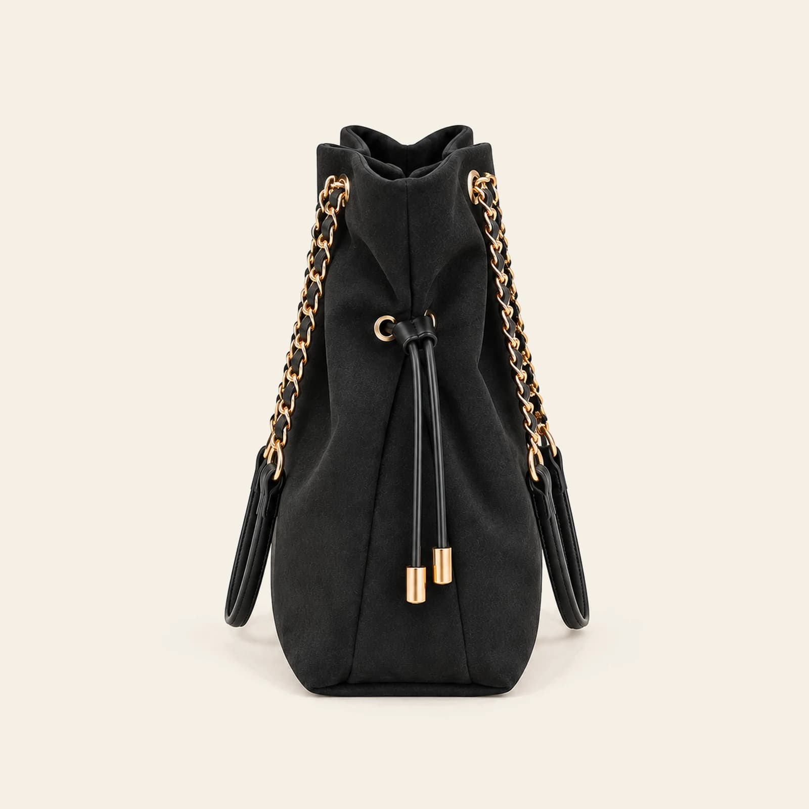 Marlow Suede Bucket Large — Black, view 3