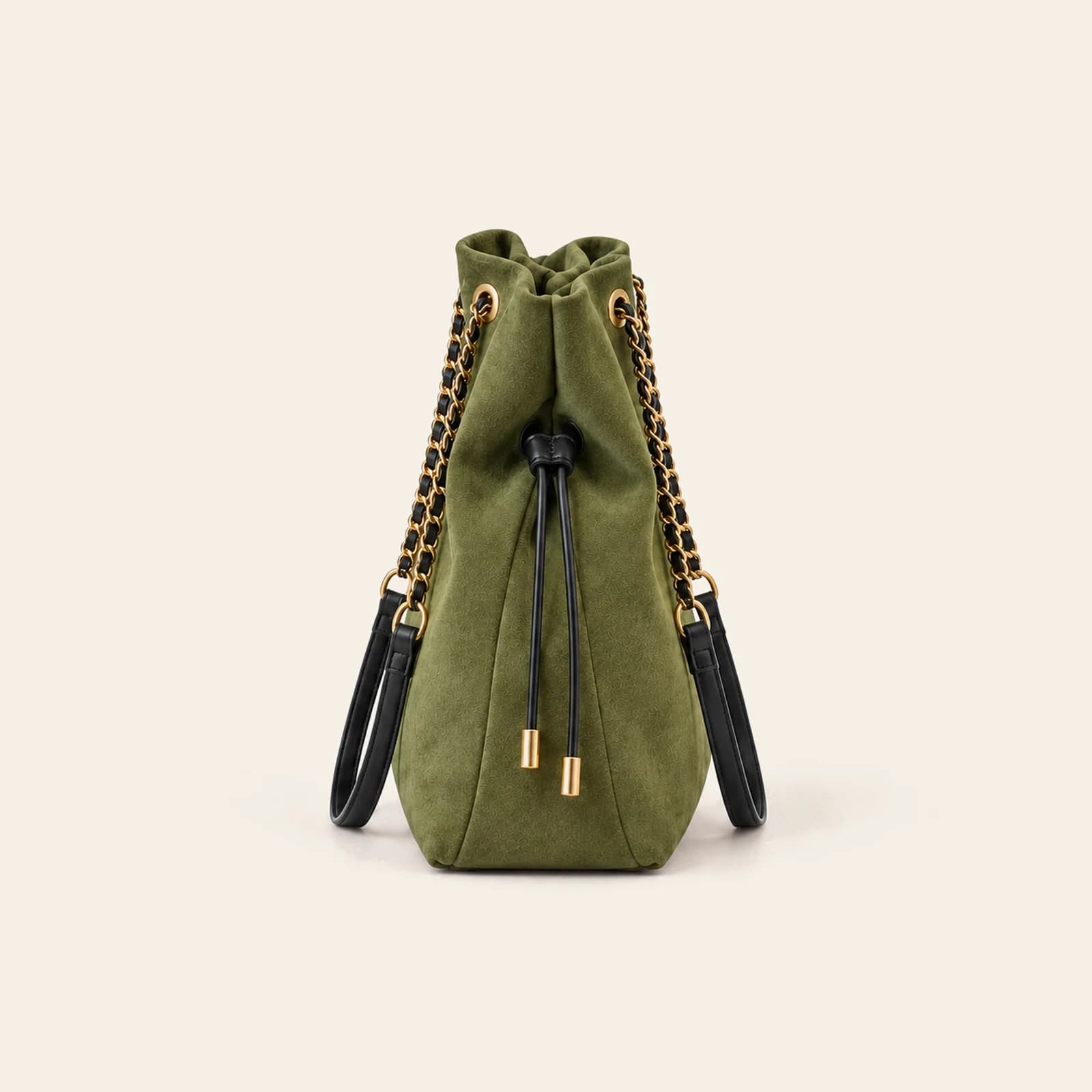 Marlow Suede Bucket Large — Green, view 3