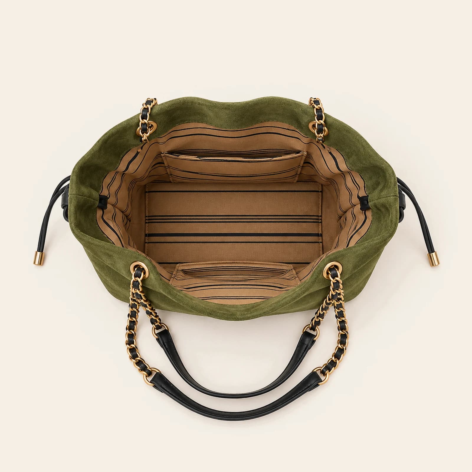 Marlow Suede Bucket Large — Green, view 4