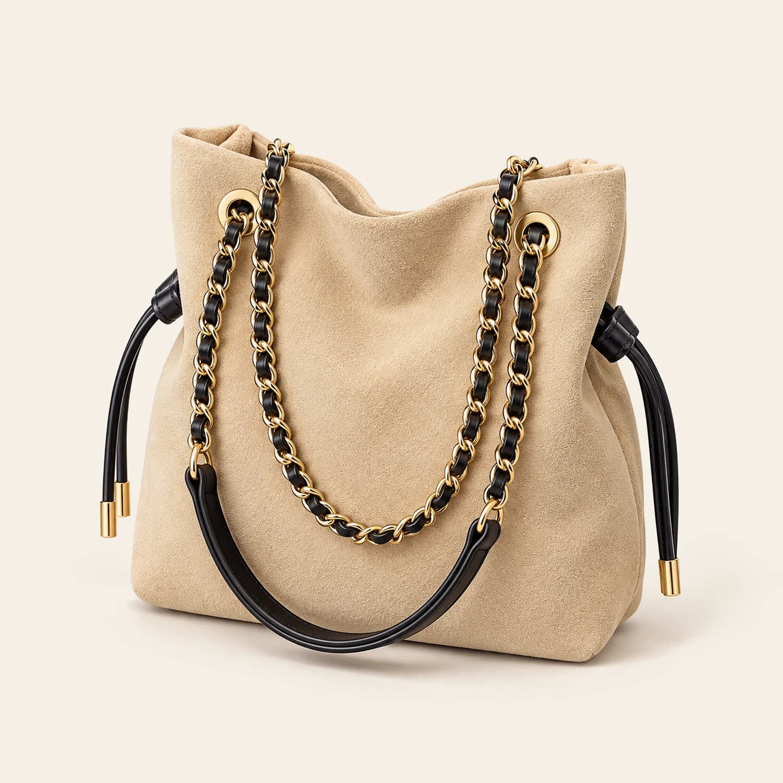 Marlow Suede Bucket Small — Beige, view 1