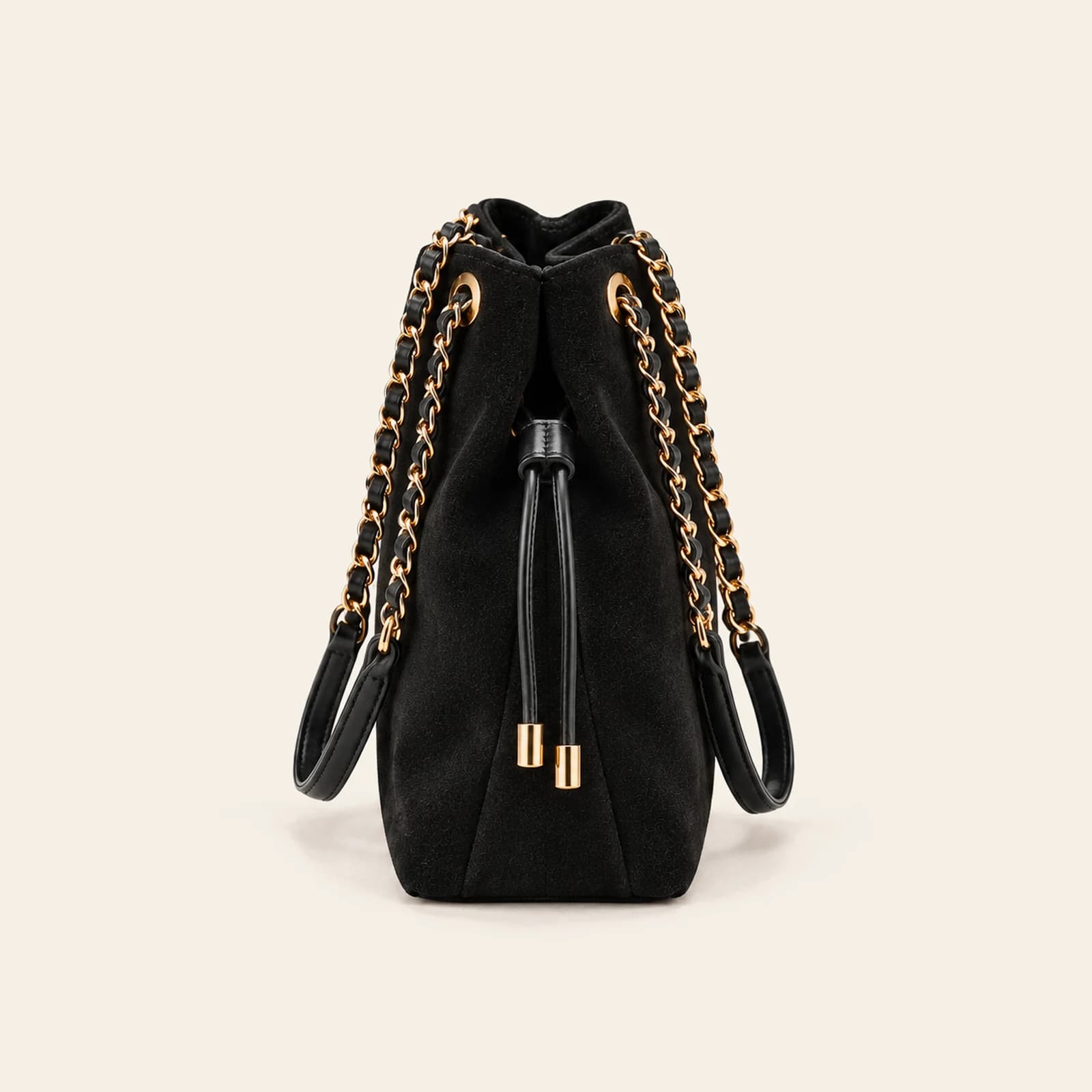 Marlow Suede Bucket Small — Black, view 3