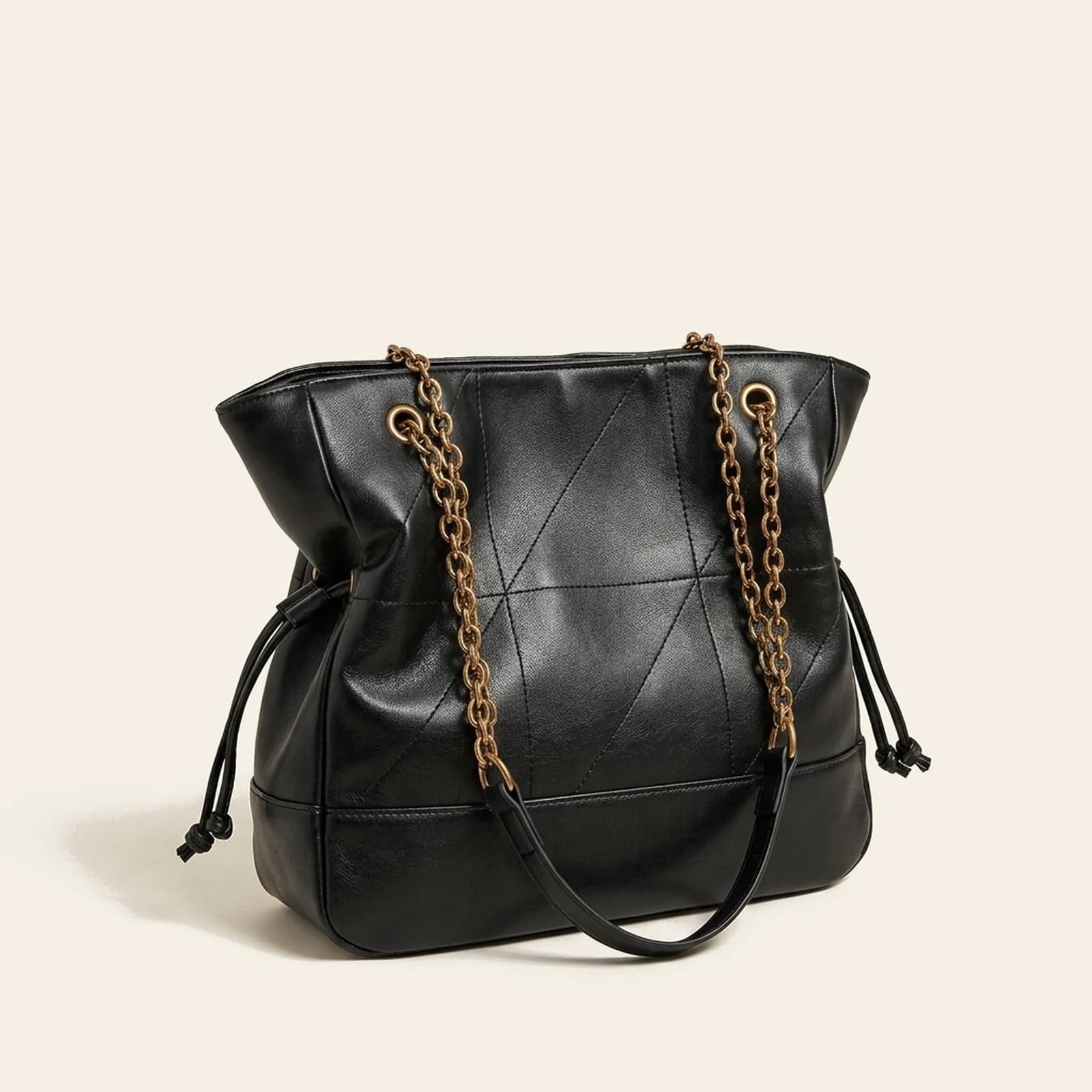 Marlow Suede Chain Tote — Black, view 1