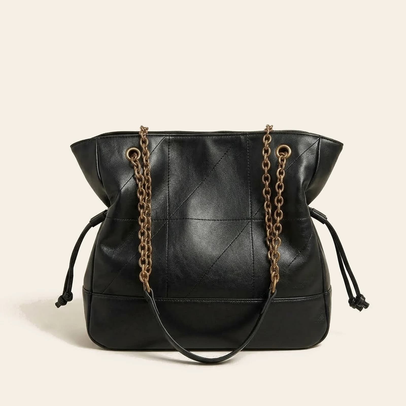 Marlow Suede Chain Tote — Black, view 2