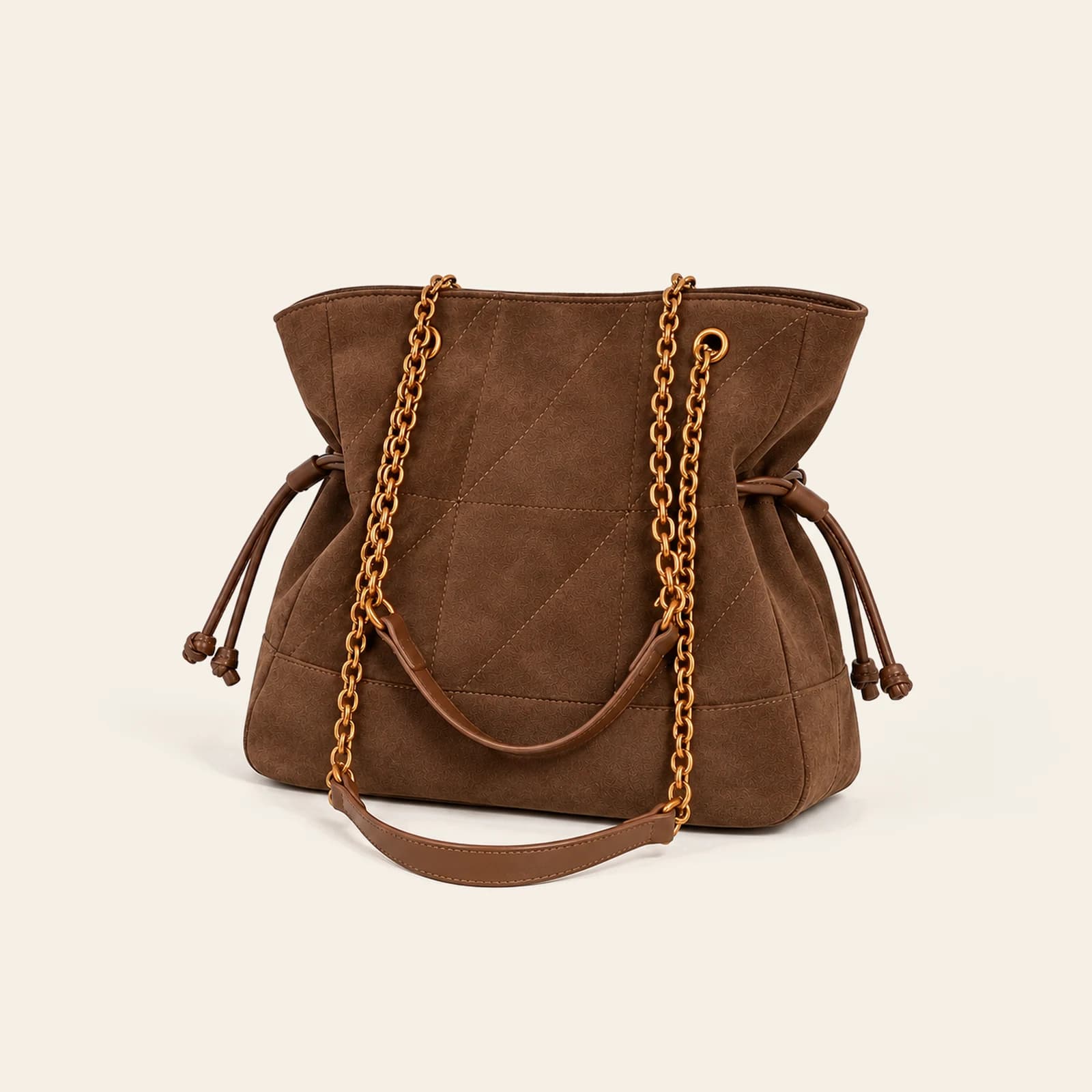 Marlow Suede Chain Tote — Coffee, view 1