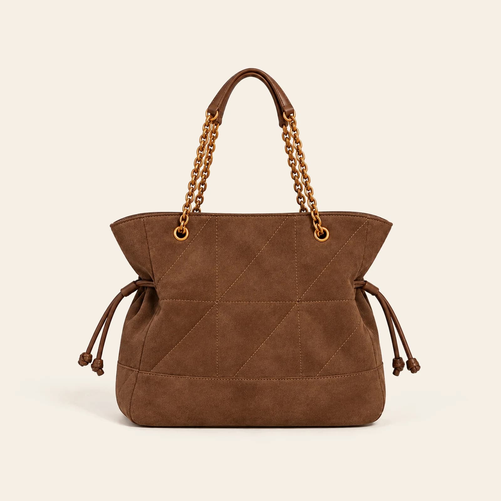 Marlow Suede Chain Tote — Coffee, view 2