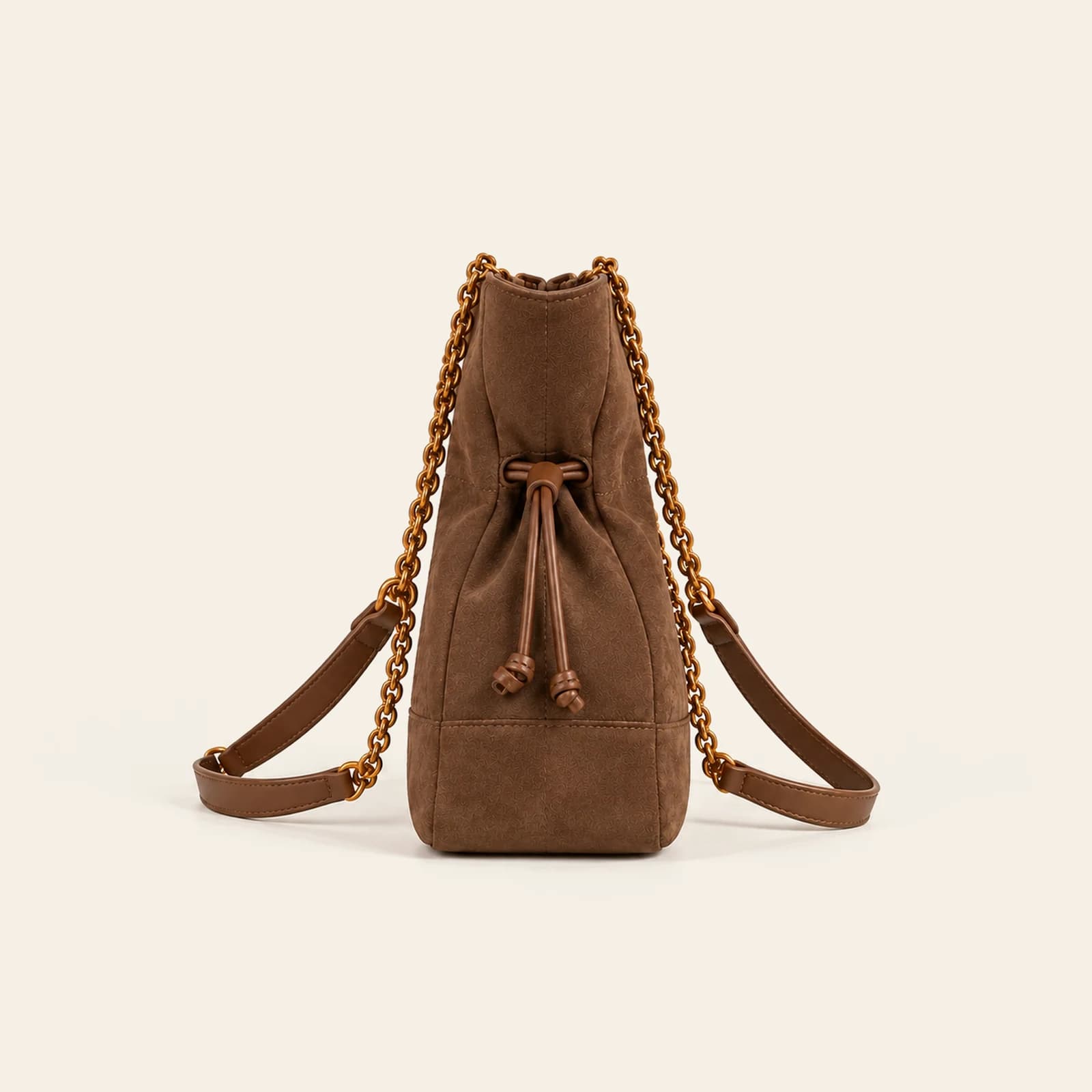 Marlow Suede Chain Tote — Coffee, view 3