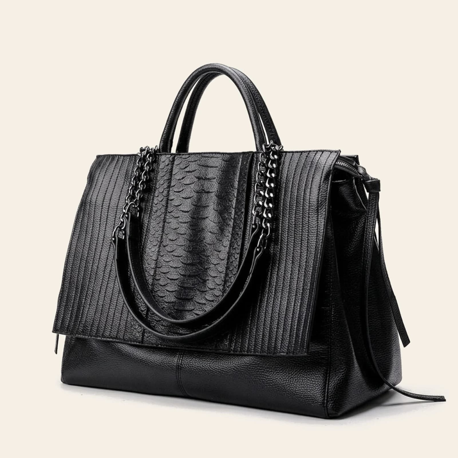 Nero Chain Satchel — Black, view 1