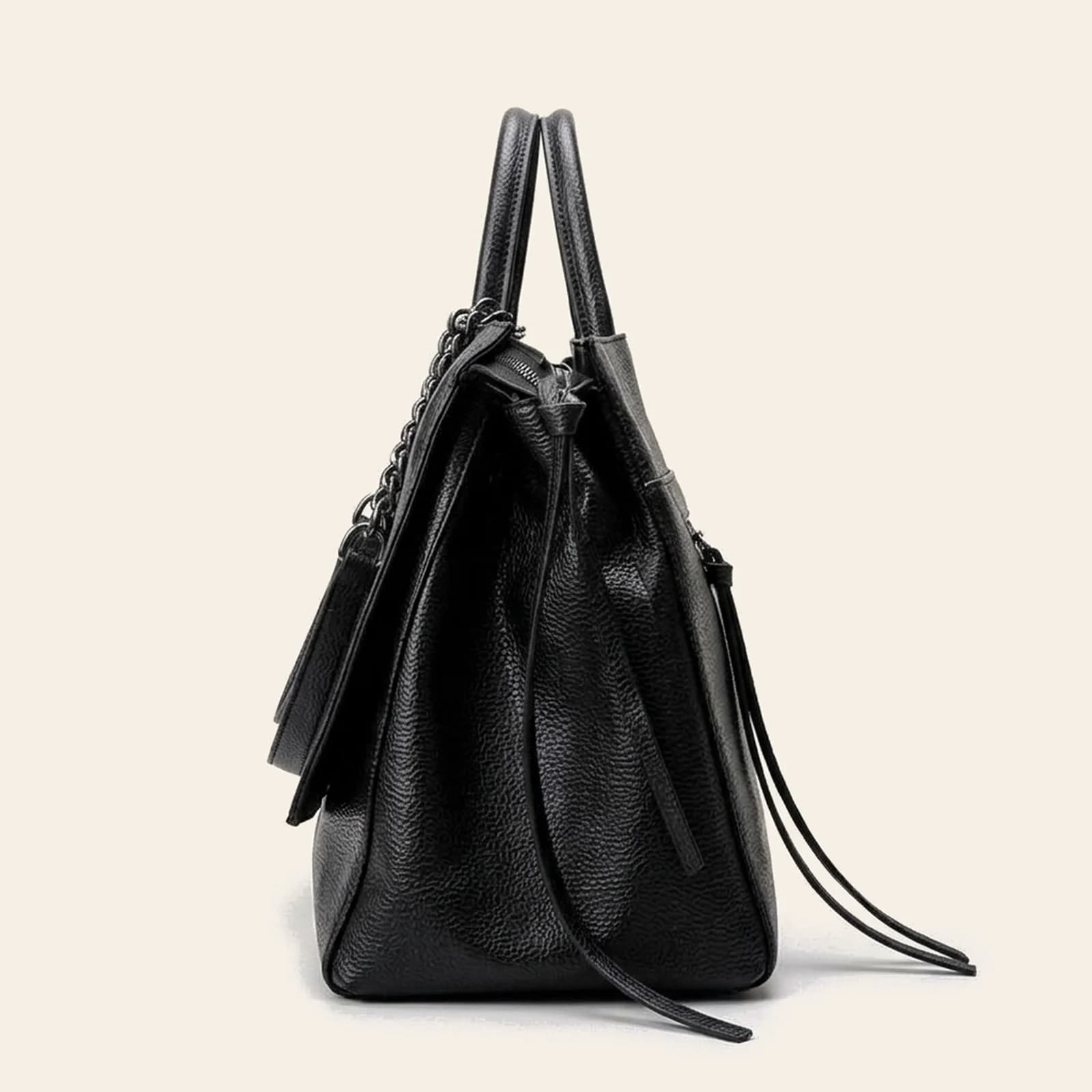 Nero Chain Satchel — Black, view 3