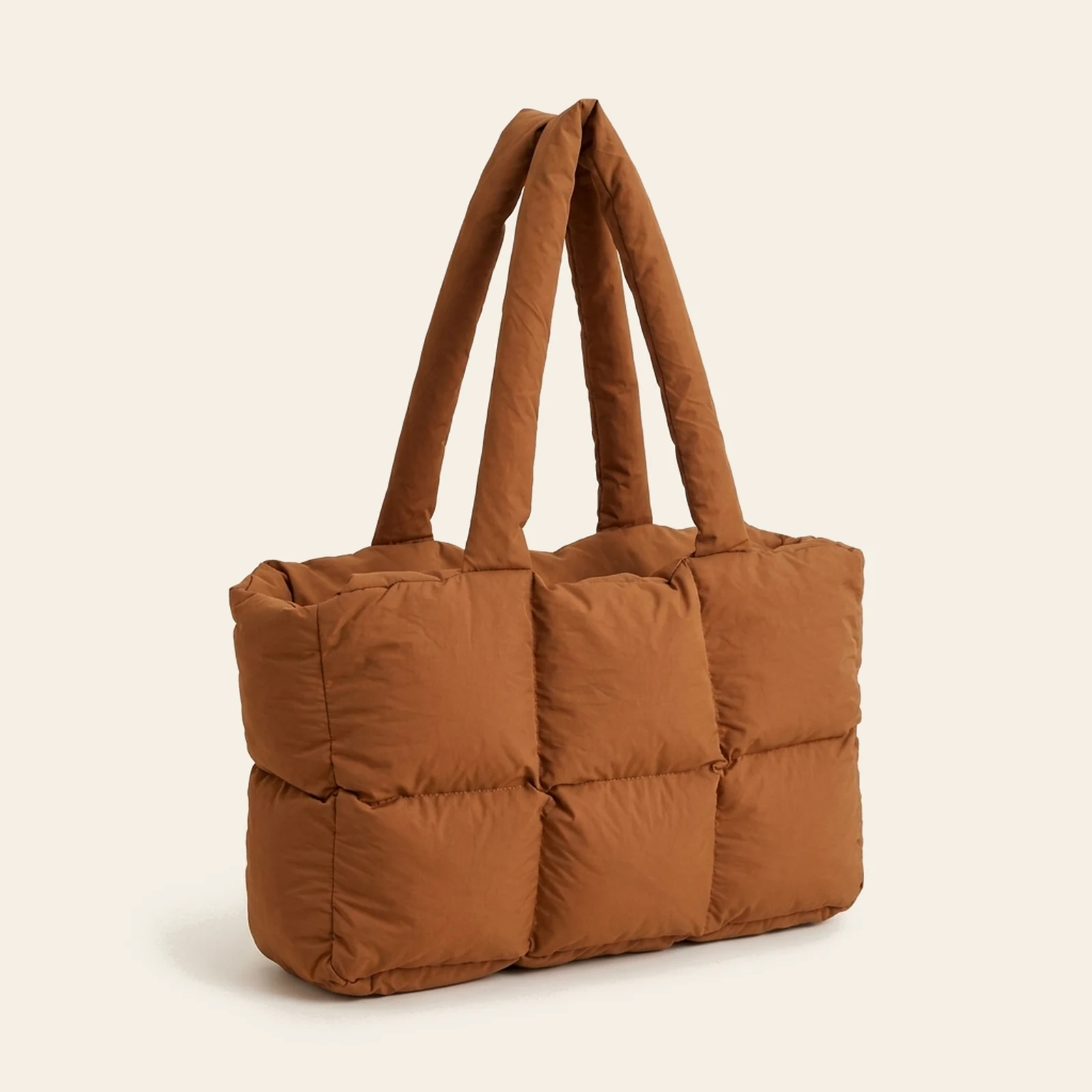 Nuvola Puffer Tote — Brown, view 1