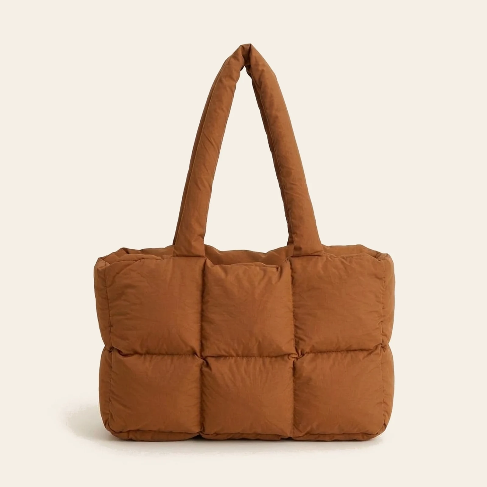 Nuvola Puffer Tote — Brown, view 2