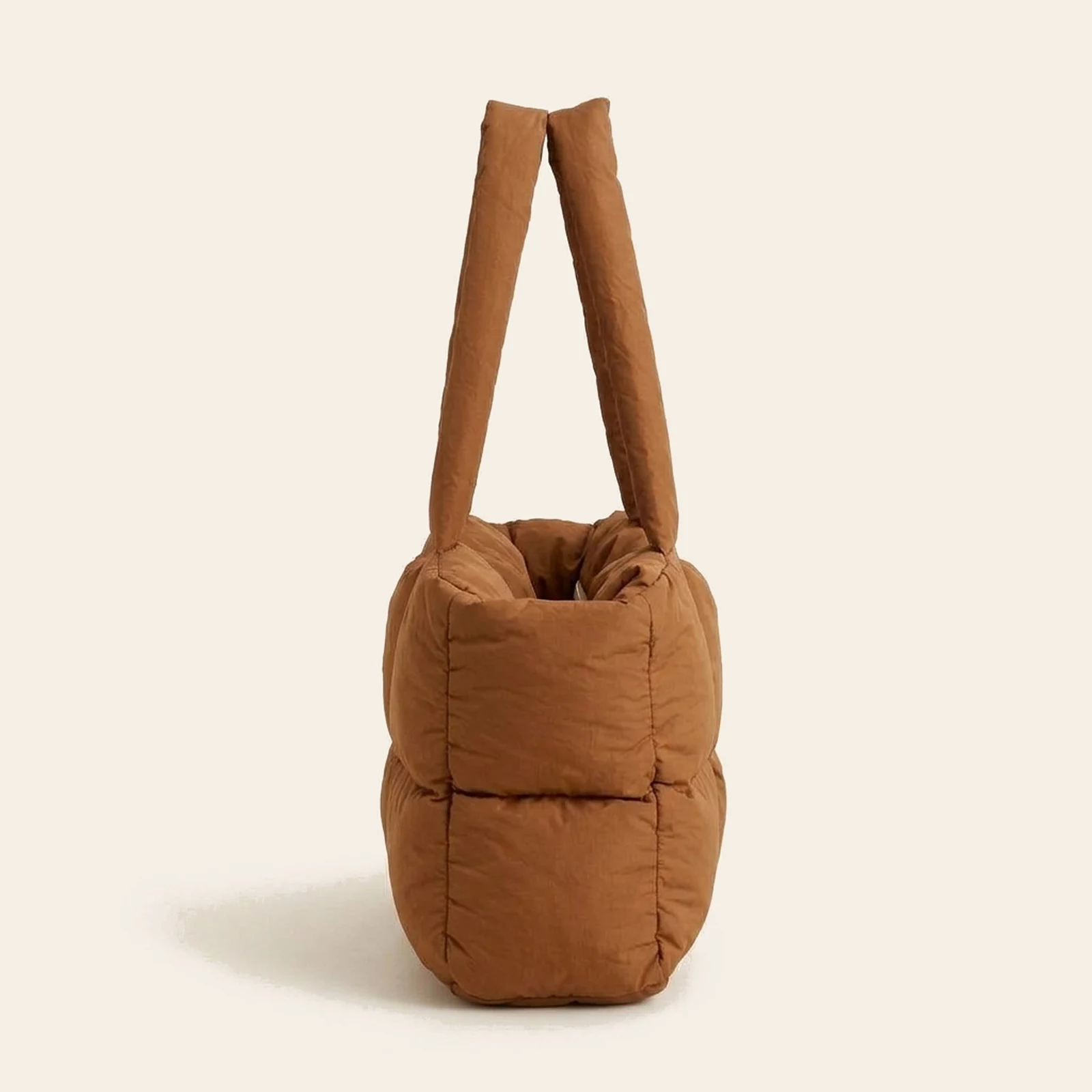 Nuvola Puffer Tote — Brown, view 3