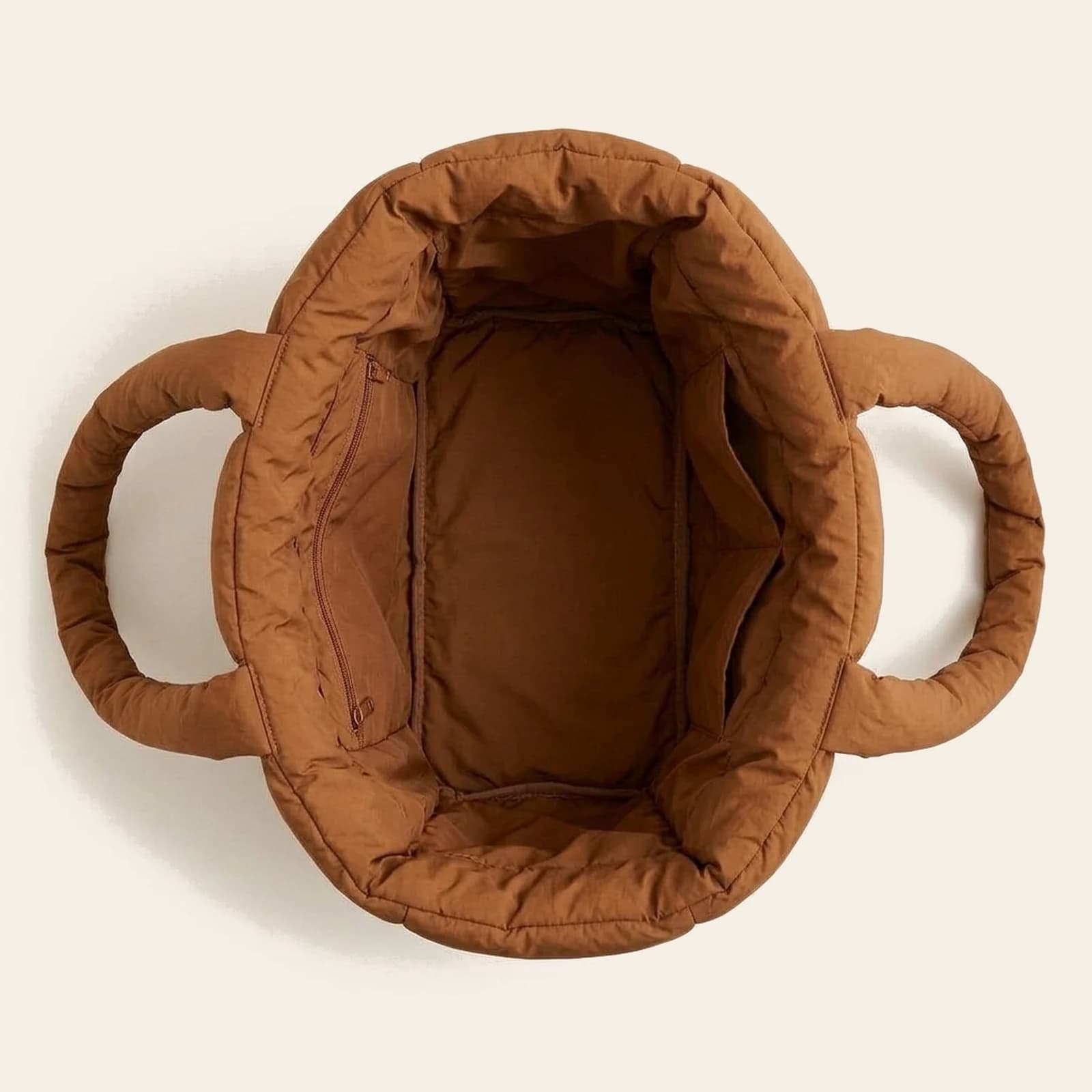Nuvola Puffer Tote — Brown, view 4