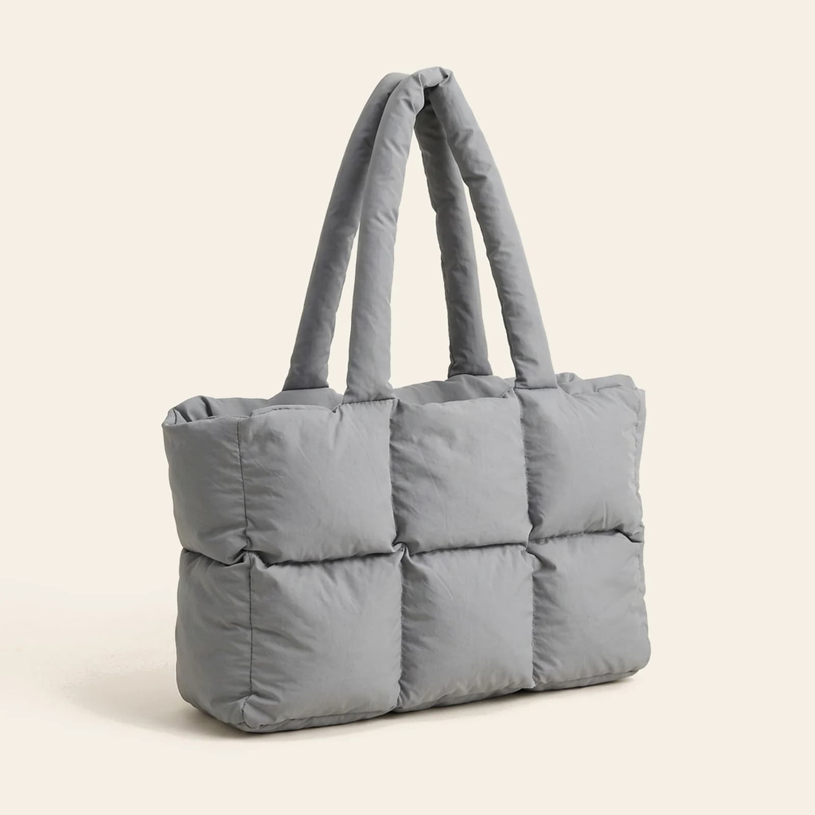 Nuvola Puffer Tote — Grey, view 1