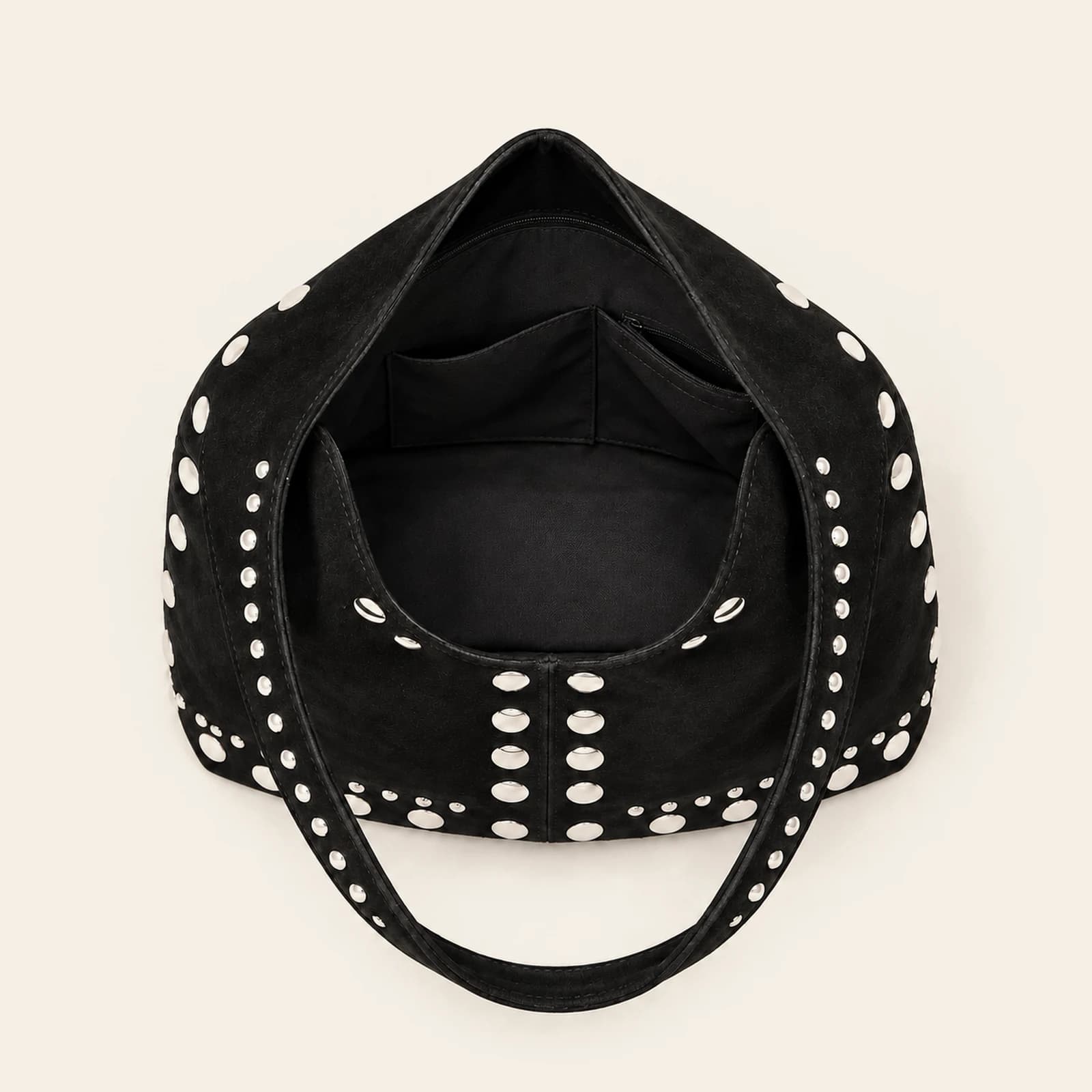 Roma Studded Hobo — Black, view 4