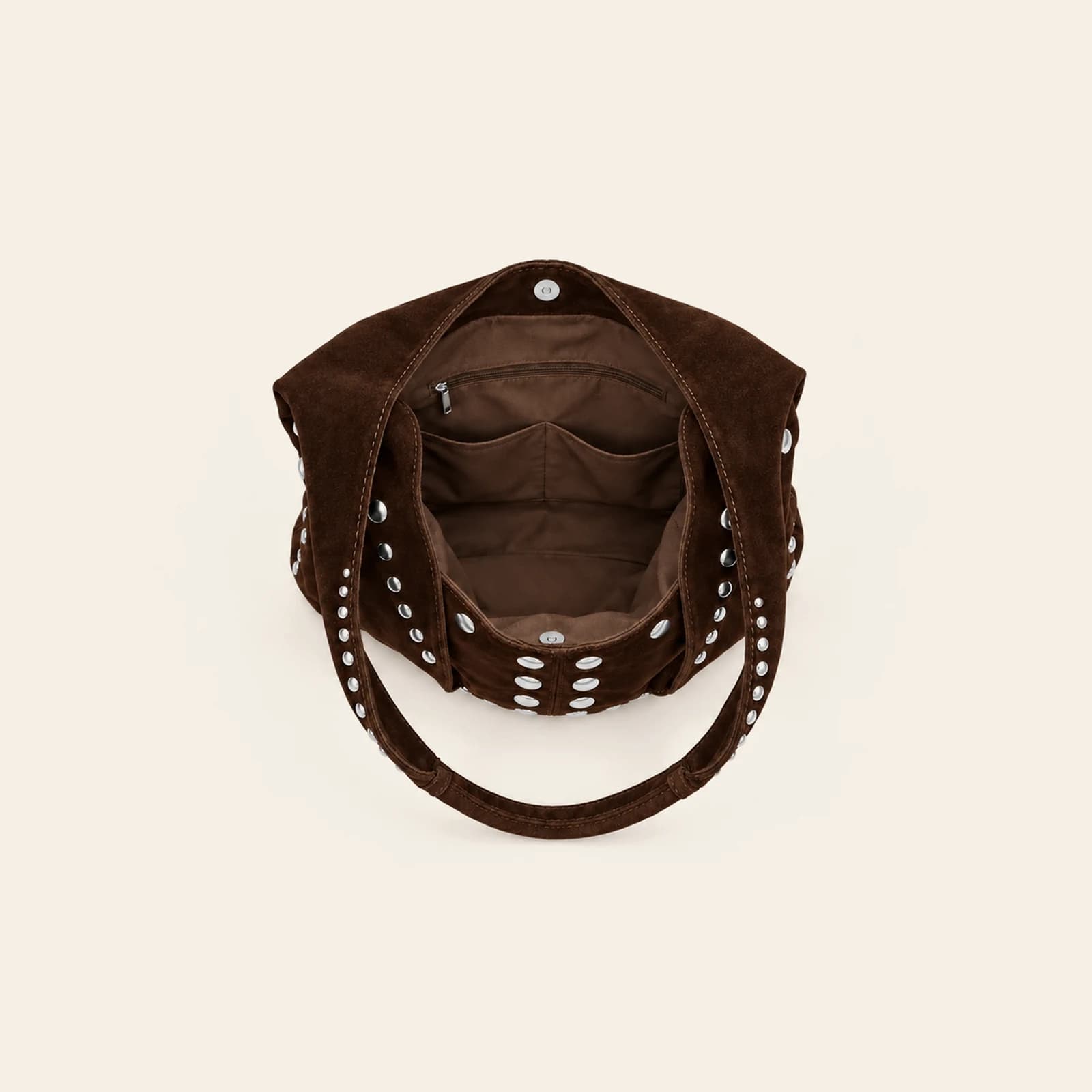 Roma Studded Hobo — Brown, view 4