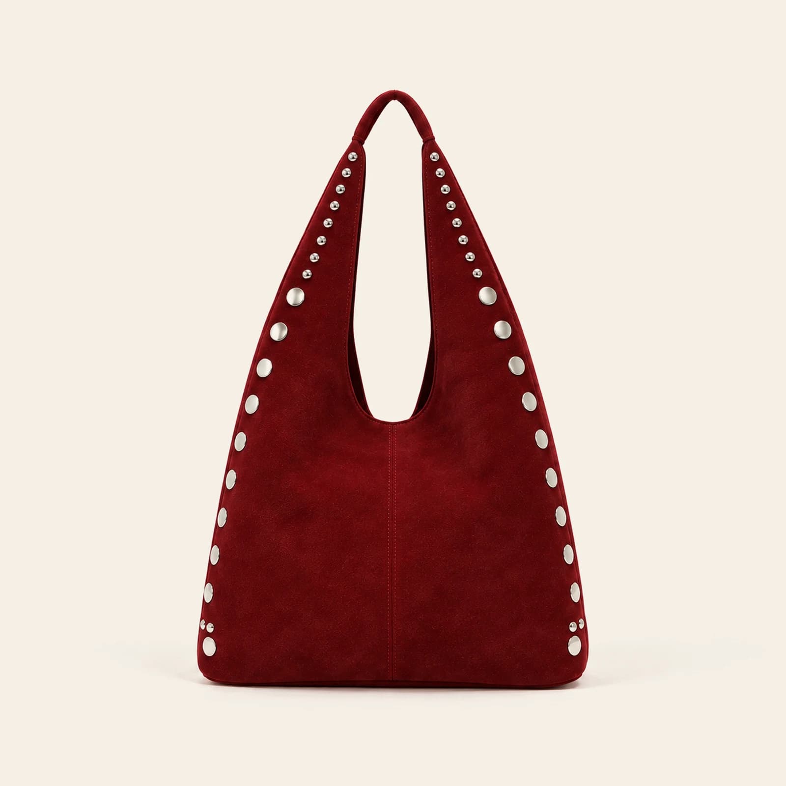 Roma Studded Hobo — Burgundy, view 2