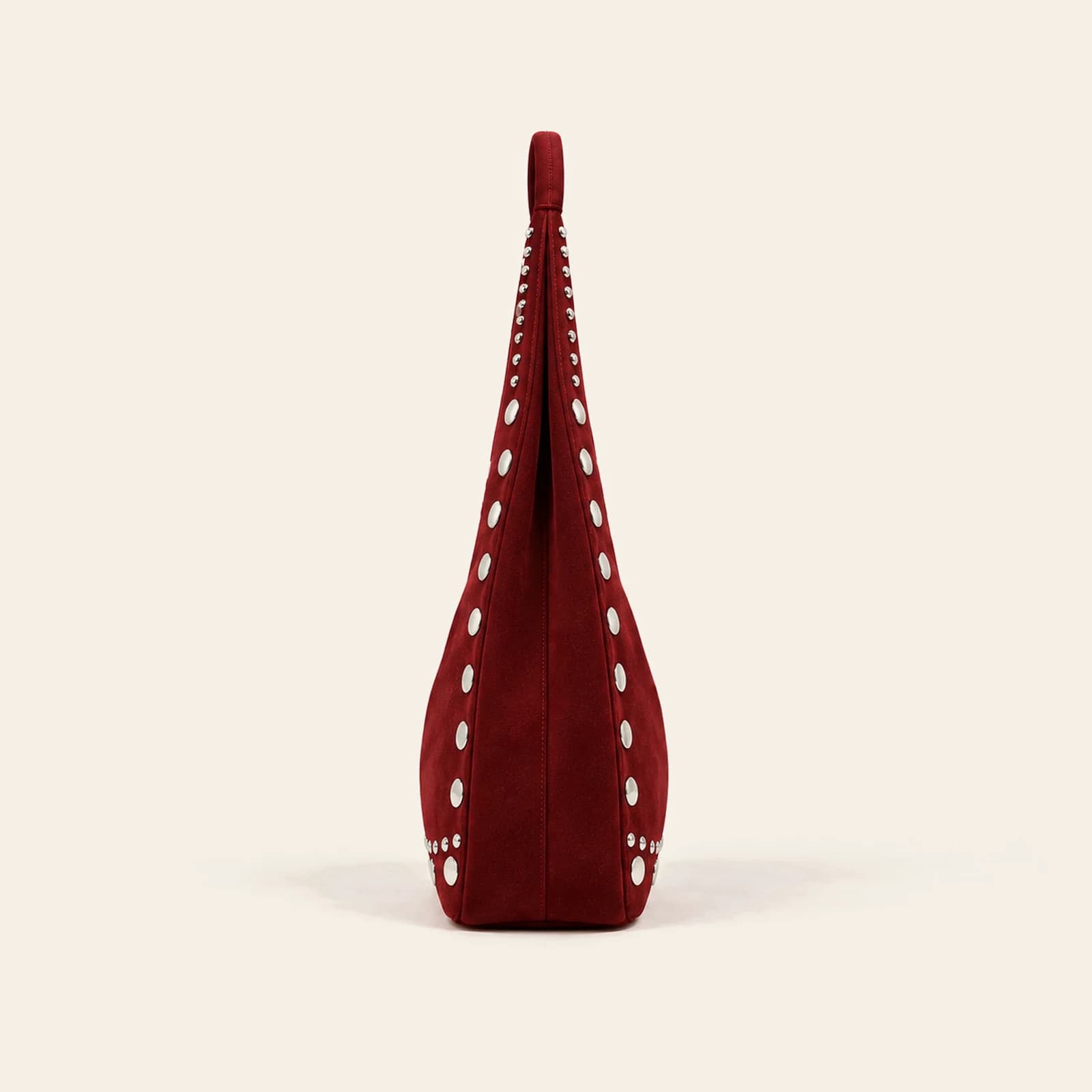 Roma Studded Hobo — Burgundy, view 3