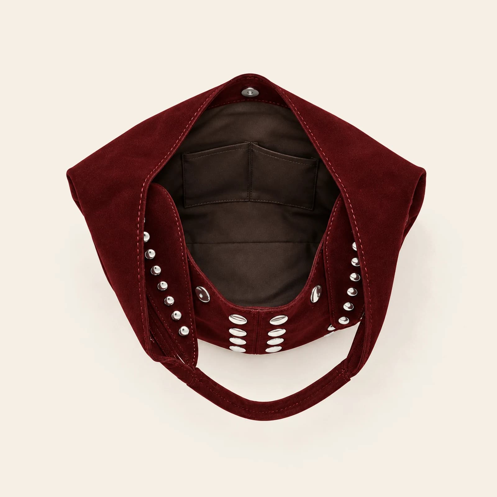 Roma Studded Hobo — Burgundy, view 4
