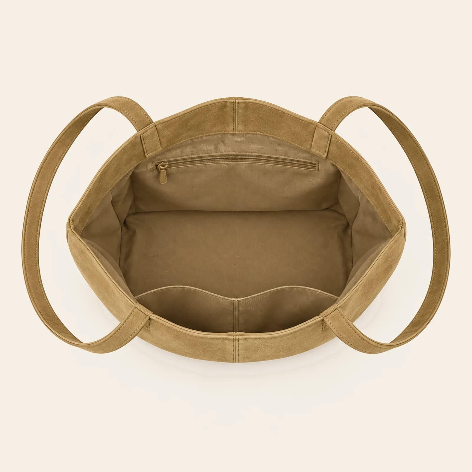 Sorrento Suede Tote — Khaki Green, view 4
