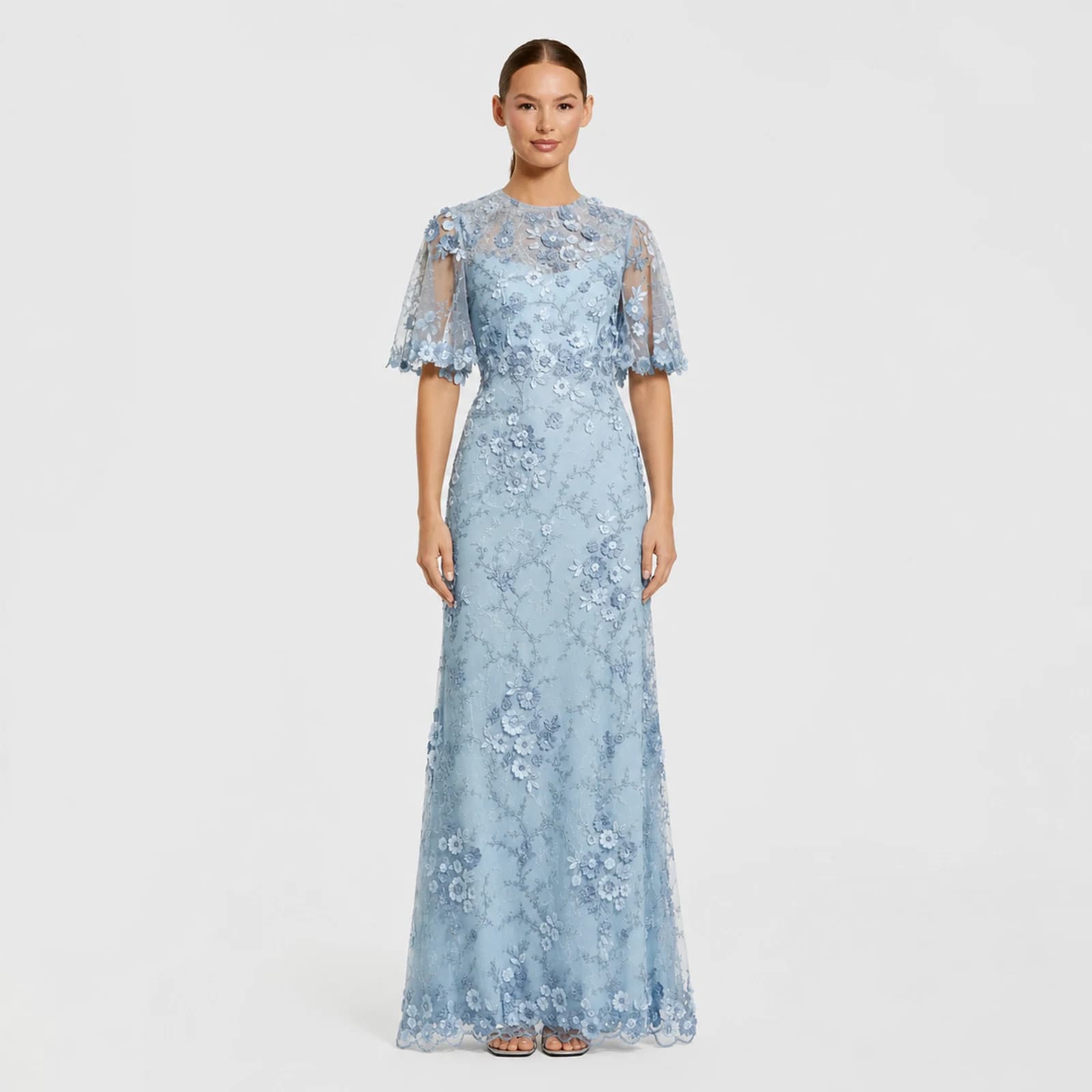 Adelia Light Blue Lace Gown, view 1