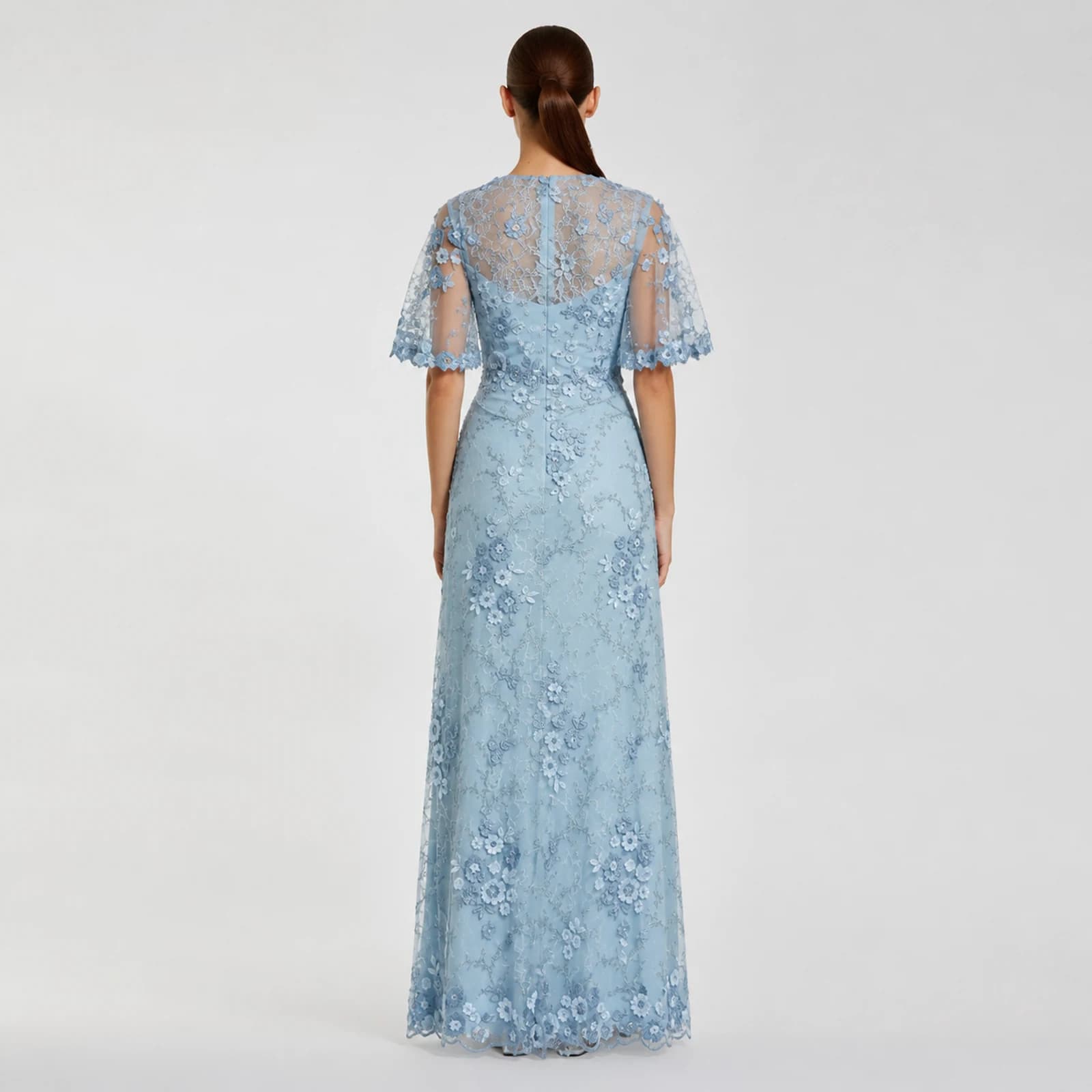 Adelia Light Blue Lace Gown, view 2