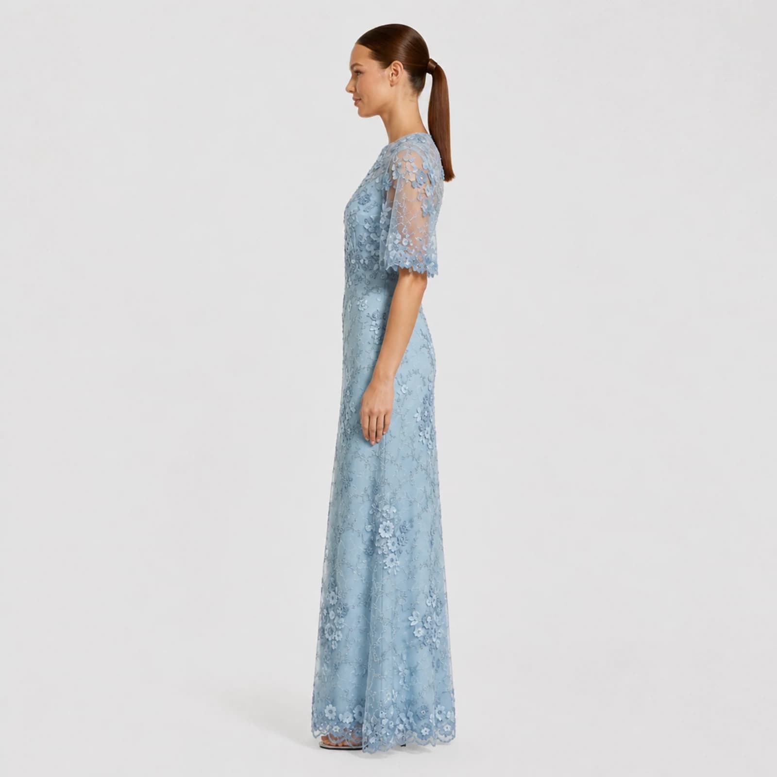 Adelia Light Blue Lace Gown, view 3