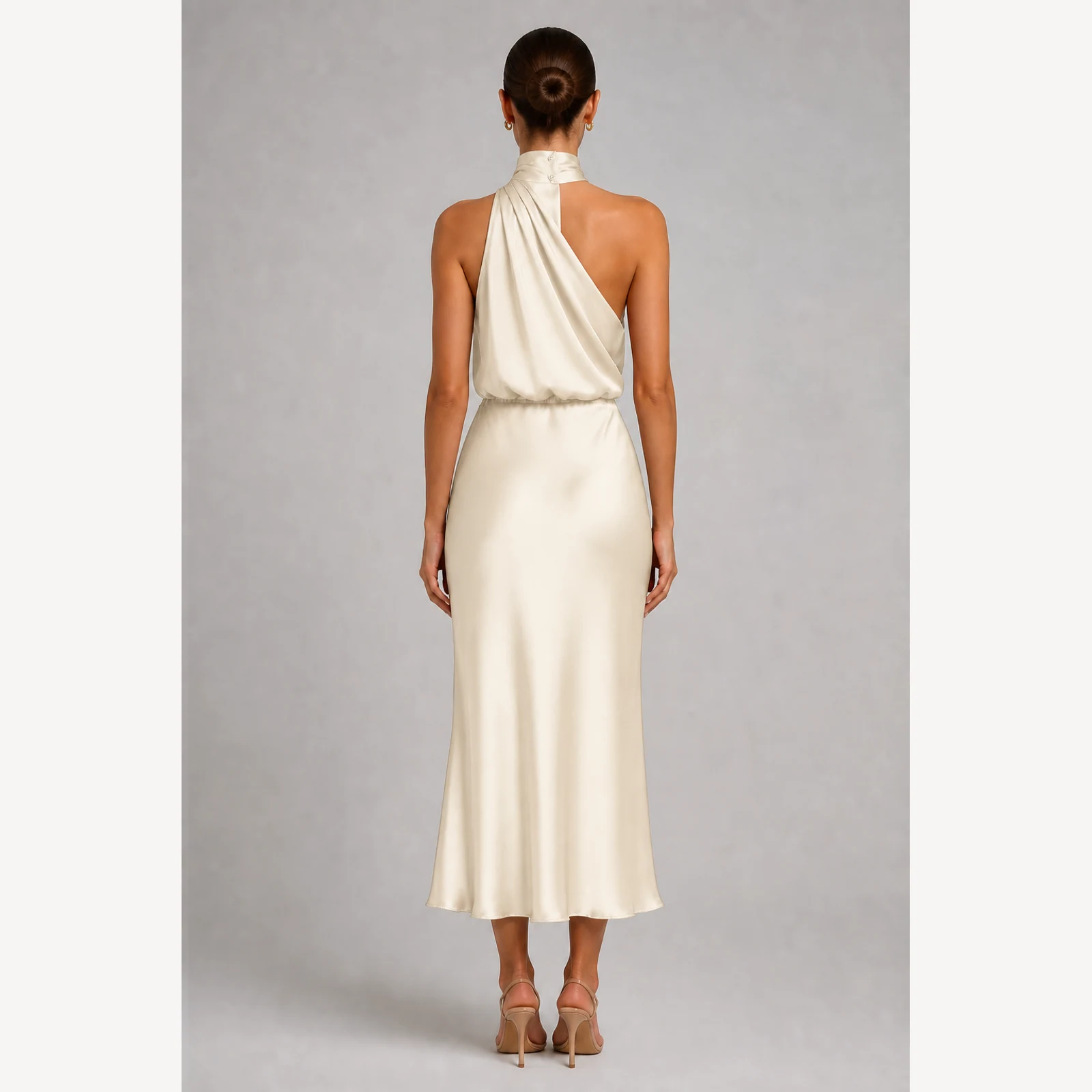 Alessa Milky Halter Midi Dress, view 2