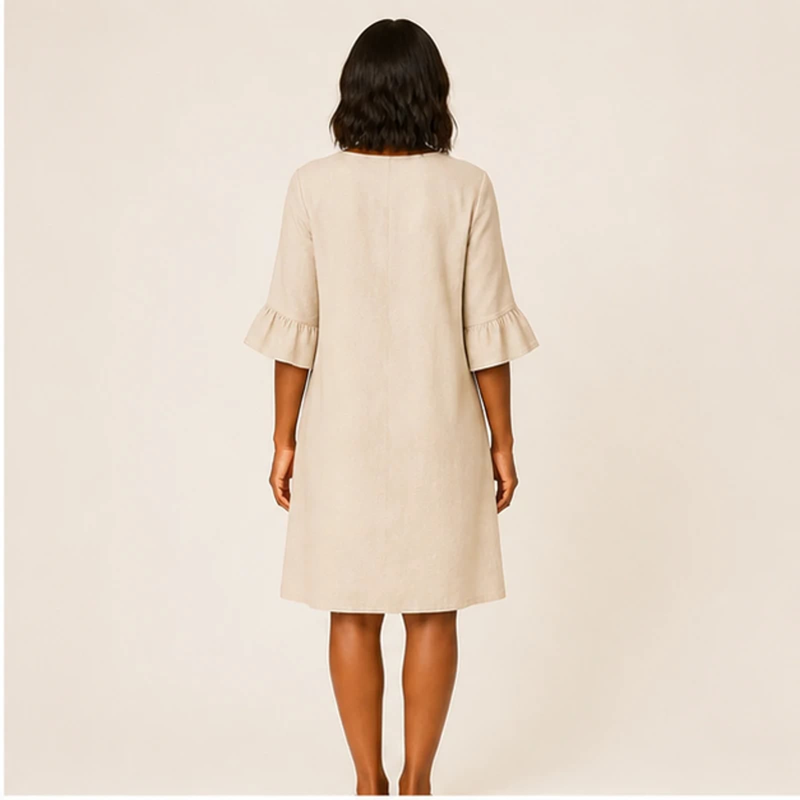 Alina Sand Linen Button Dress, view 2