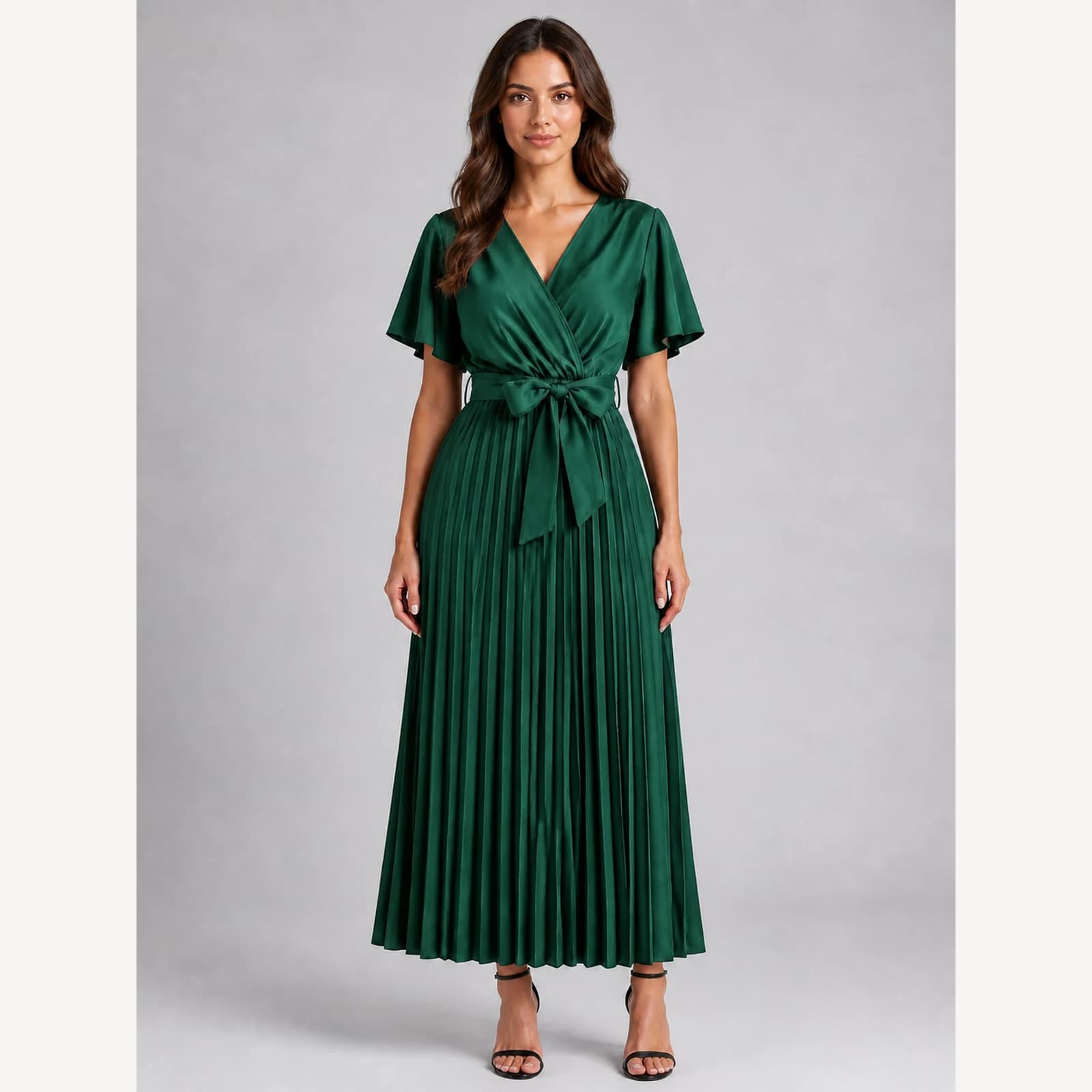 Amoret Green Ruffle Maxi Dress, view 1