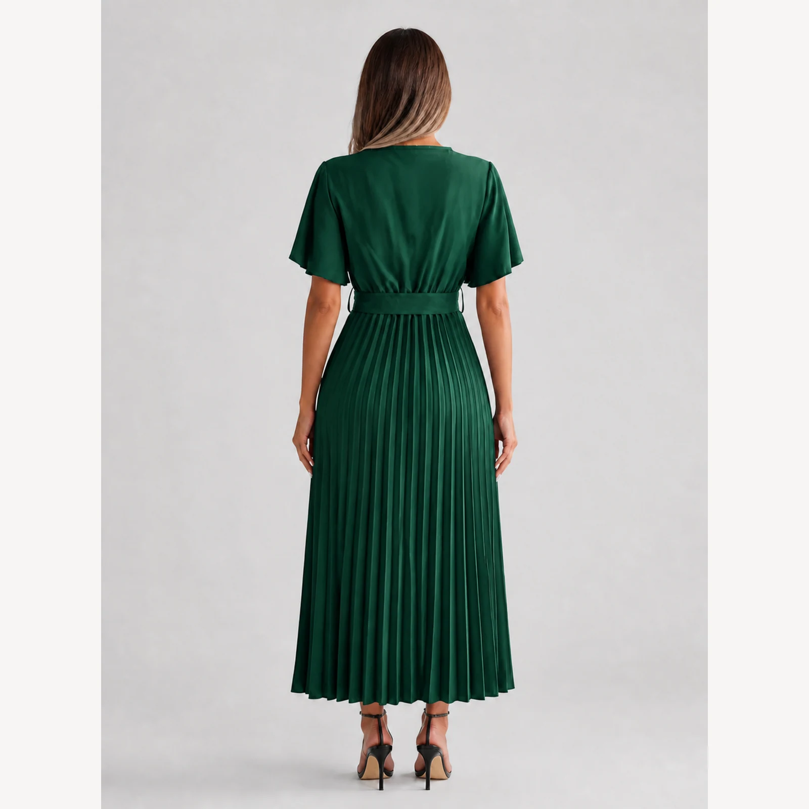 Amoret Green Ruffle Maxi Dress, view 2