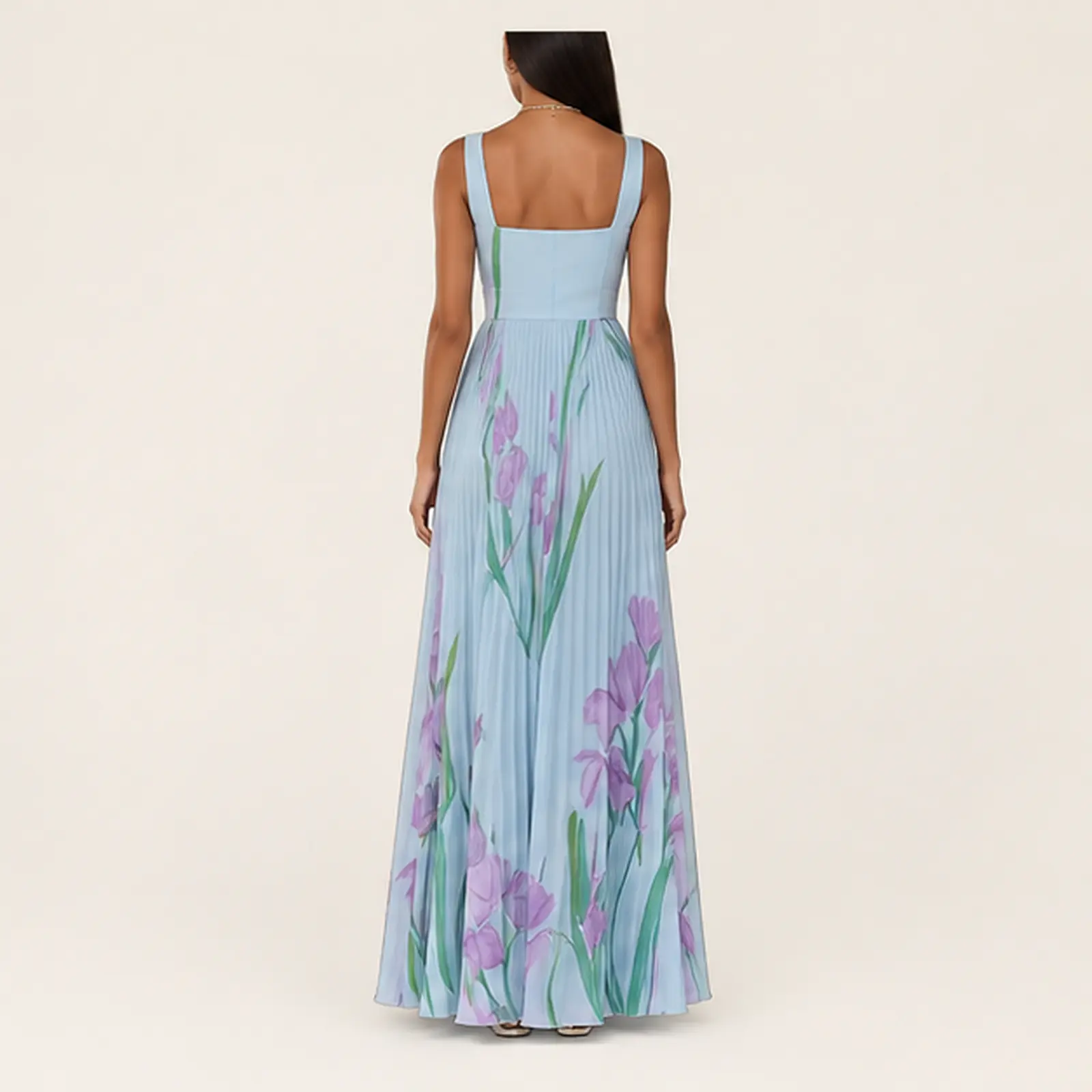 Azura Sky Iris Pleated Maxi Dress, view 2