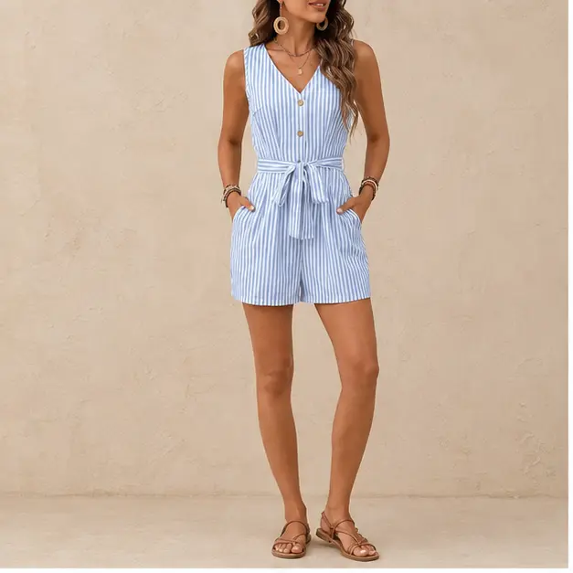 Azure Stripe Romper