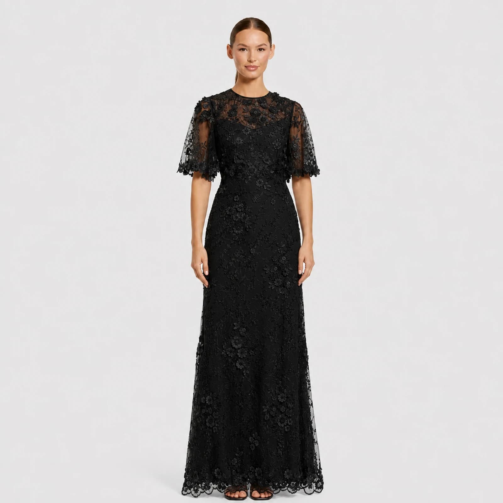 Beatrice Black Lace Gown, view 1