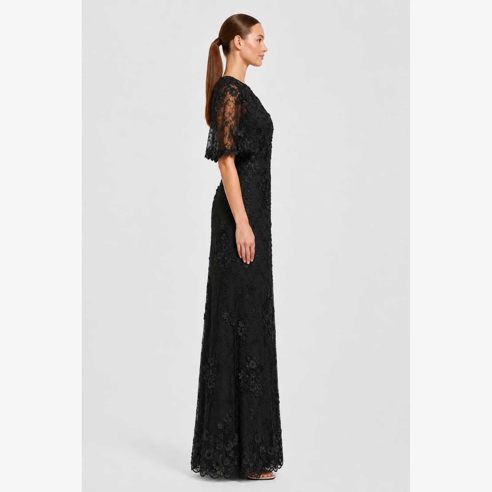 Beatrice Black Lace Gown, view 4